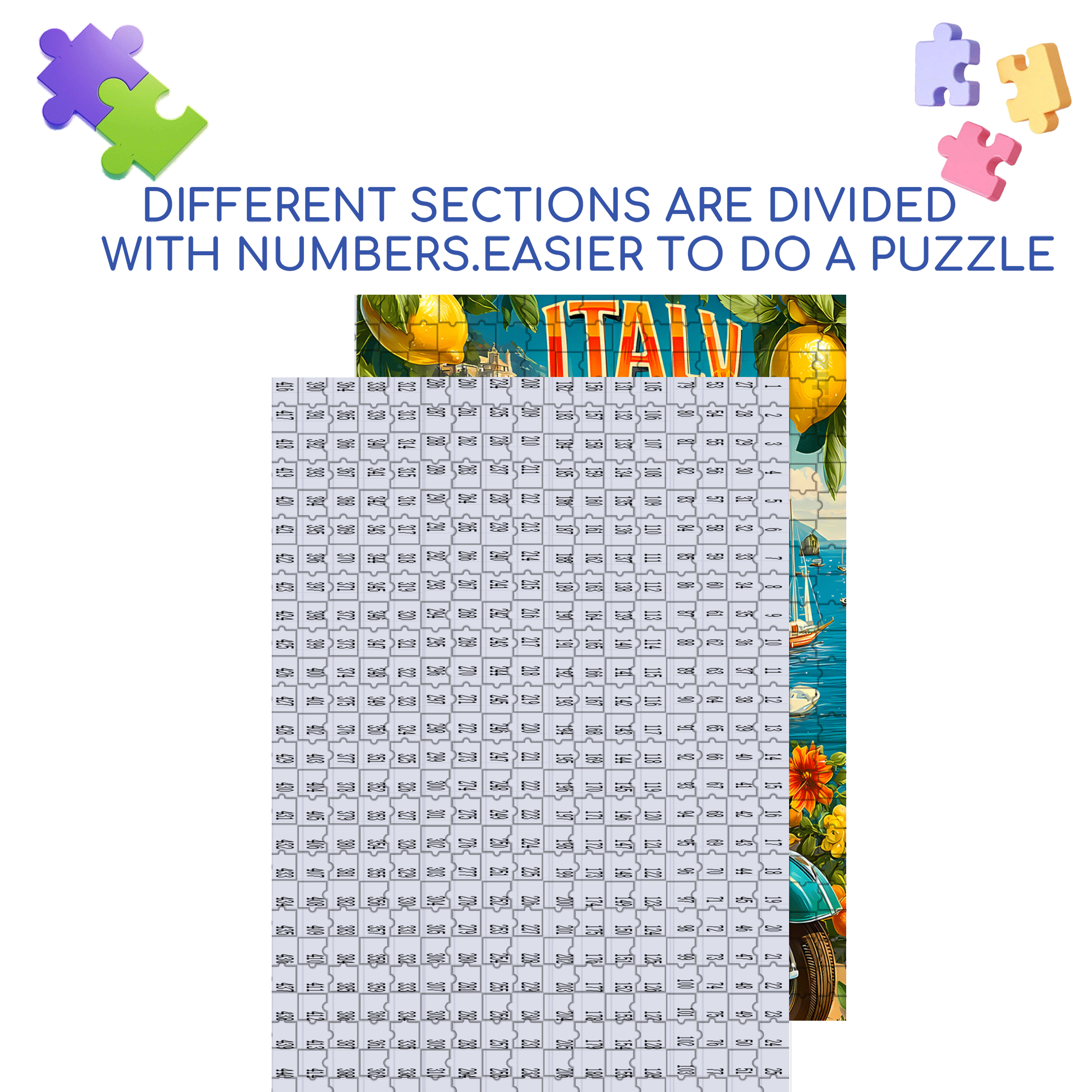 Italian Sunshine 500pcs/1000pcs Jigsaw Puzzle, Scratch-Resistant, Interactive Family Game & Brain-Boosting DIY Decor, Perfect for Halloween, Christmas & New Year Gifts, Family Puzzle Game