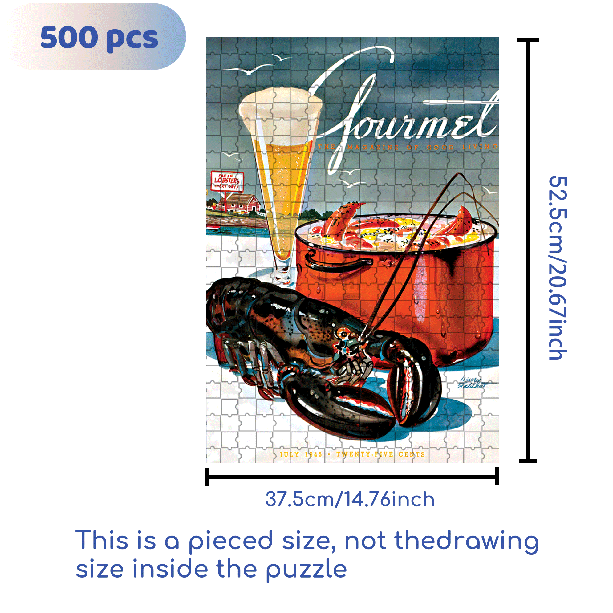 Lobster Boil 500pcs/1000pcs Jigsaw Puzzle, Scratch-Resistant, Interactive Family Game & Brain-Boosting DIY Decor, Perfect for Halloween, Christmas & New Year Gifts, Family Puzzle Game