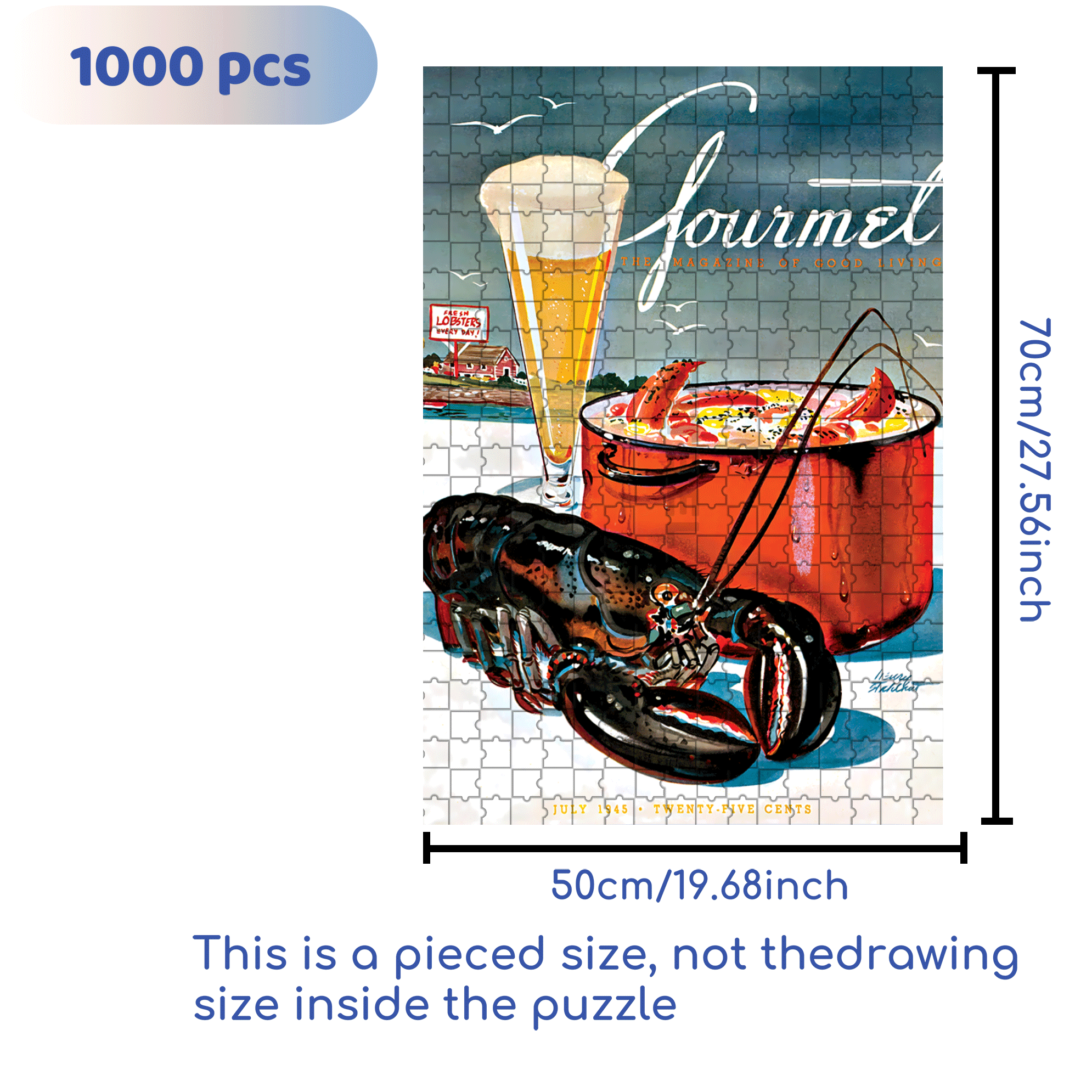 Lobster Boil 500pcs/1000pcs Jigsaw Puzzle, Scratch-Resistant, Interactive Family Game & Brain-Boosting DIY Decor, Perfect for Halloween, Christmas & New Year Gifts, Family Puzzle Game