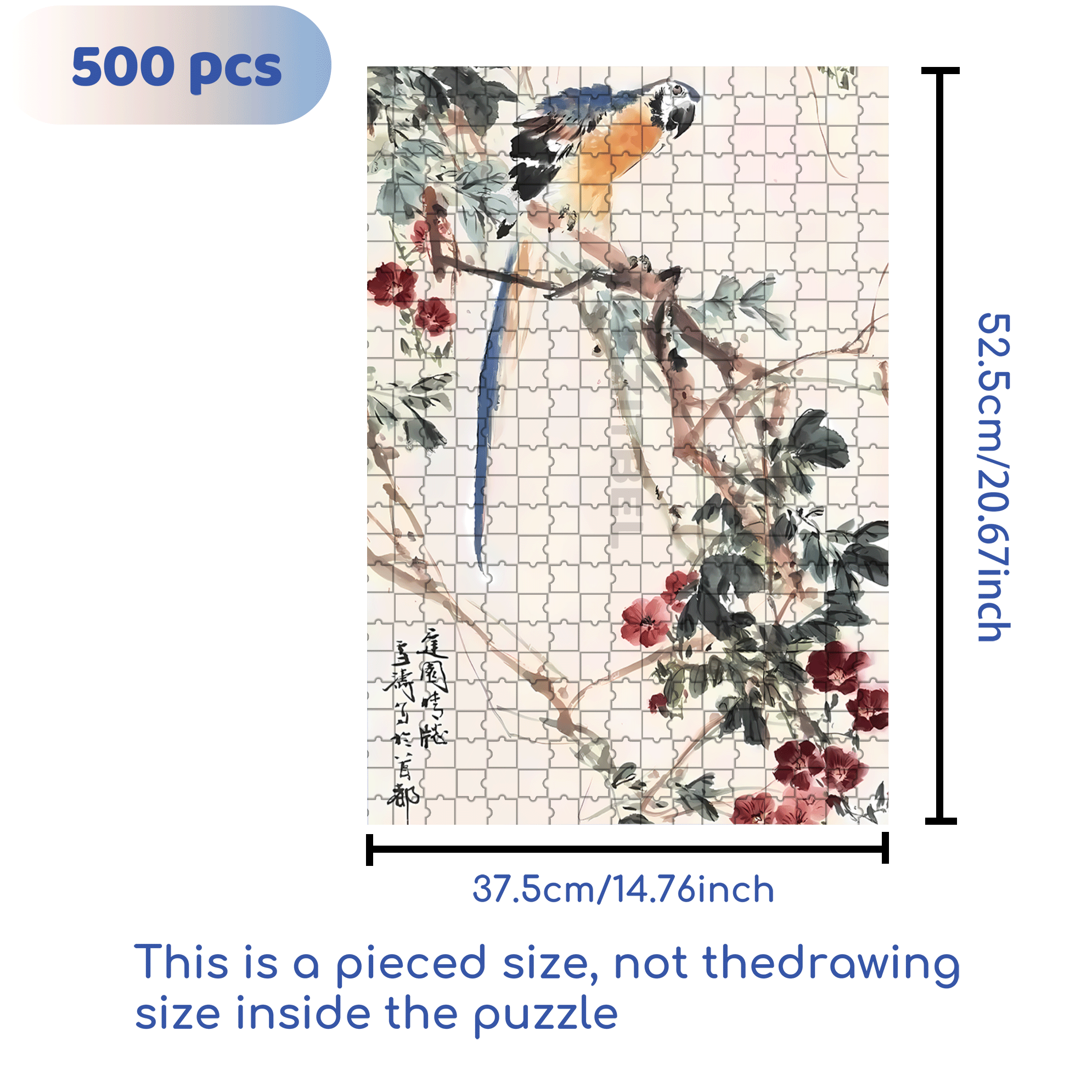 Macaw On A Branch 500pcs/1000pcs Jigsaw Puzzle, Scratch-Resistant, Interactive Family Game & Brain-Boosting DIY Decor, Perfect for Halloween, Christmas & New Year Gifts, Family Puzzle Game