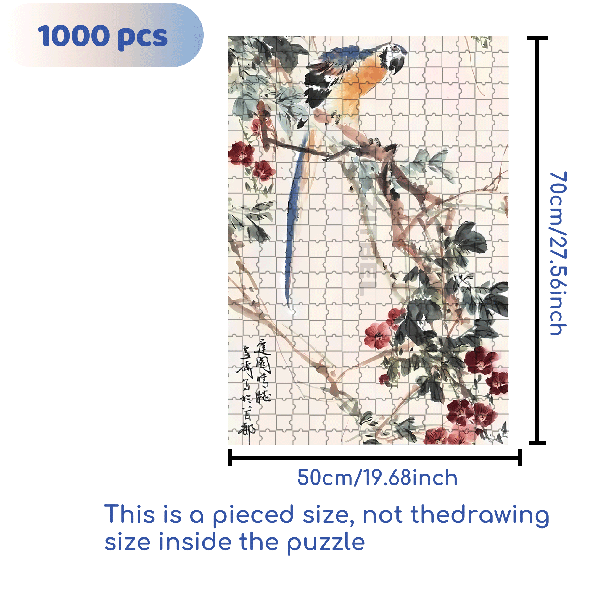 Macaw On A Branch 500pcs/1000pcs Jigsaw Puzzle, Scratch-Resistant, Interactive Family Game & Brain-Boosting DIY Decor, Perfect for Halloween, Christmas & New Year Gifts, Family Puzzle Game