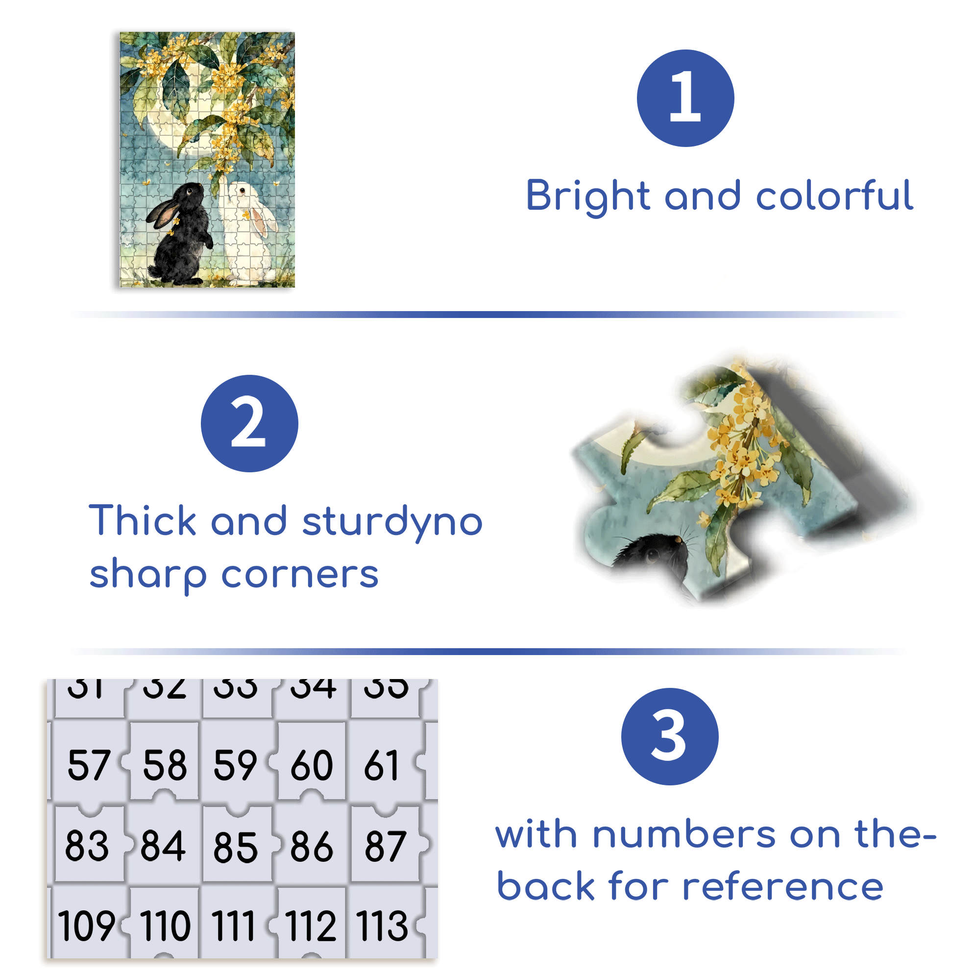 Osmanthus and Rabbit 500pcs/1000pcs Jigsaw Puzzle, Scratch-Resistant, Interactive Family Game & Brain-Boosting DIY Decor, Perfect for Halloween, Christmas & New Year Gifts, Family Puzzle Game