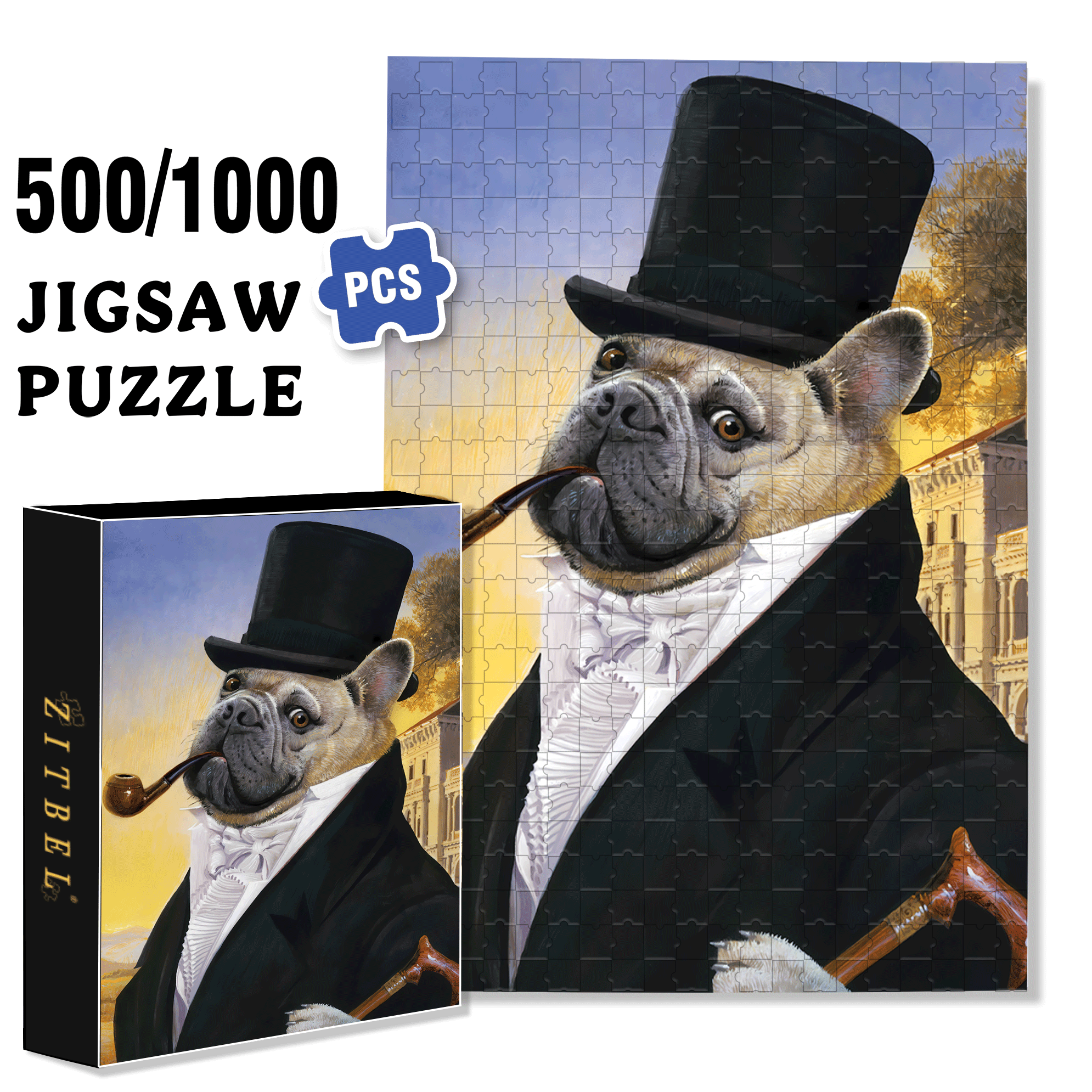 Posh Pup 500pcs/1000pcs Jigsaw Puzzle, Scratch-Resistant, Interactive Family Game & Brain-Boosting DIY Decor, Perfect for Halloween, Christmas & New Year Gifts, Family Puzzle Game