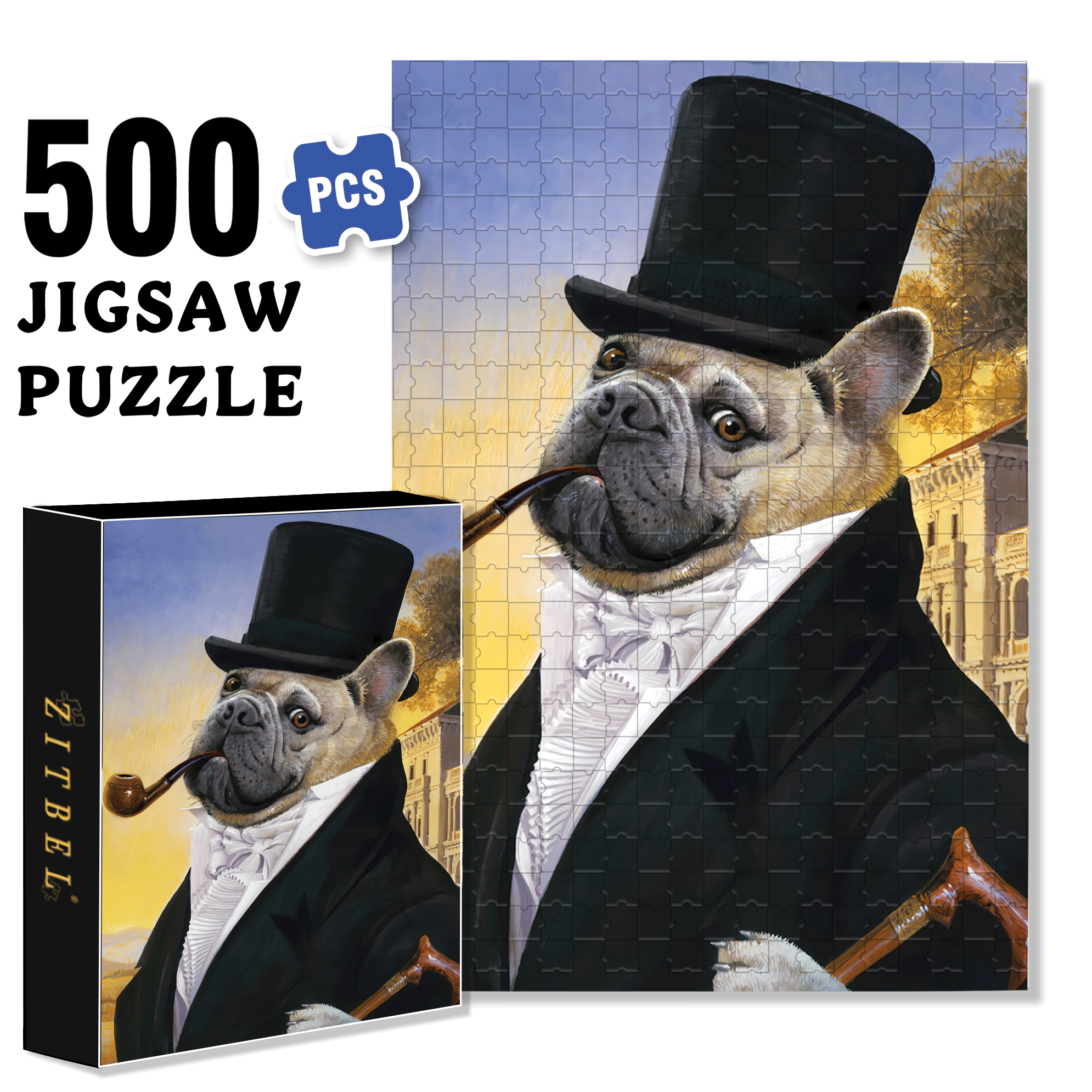 Posh Pup 500pcs/1000pcs Jigsaw Puzzle, Scratch-Resistant, Interactive Family Game & Brain-Boosting DIY Decor, Perfect for Halloween, Christmas & New Year Gifts, Family Puzzle Game