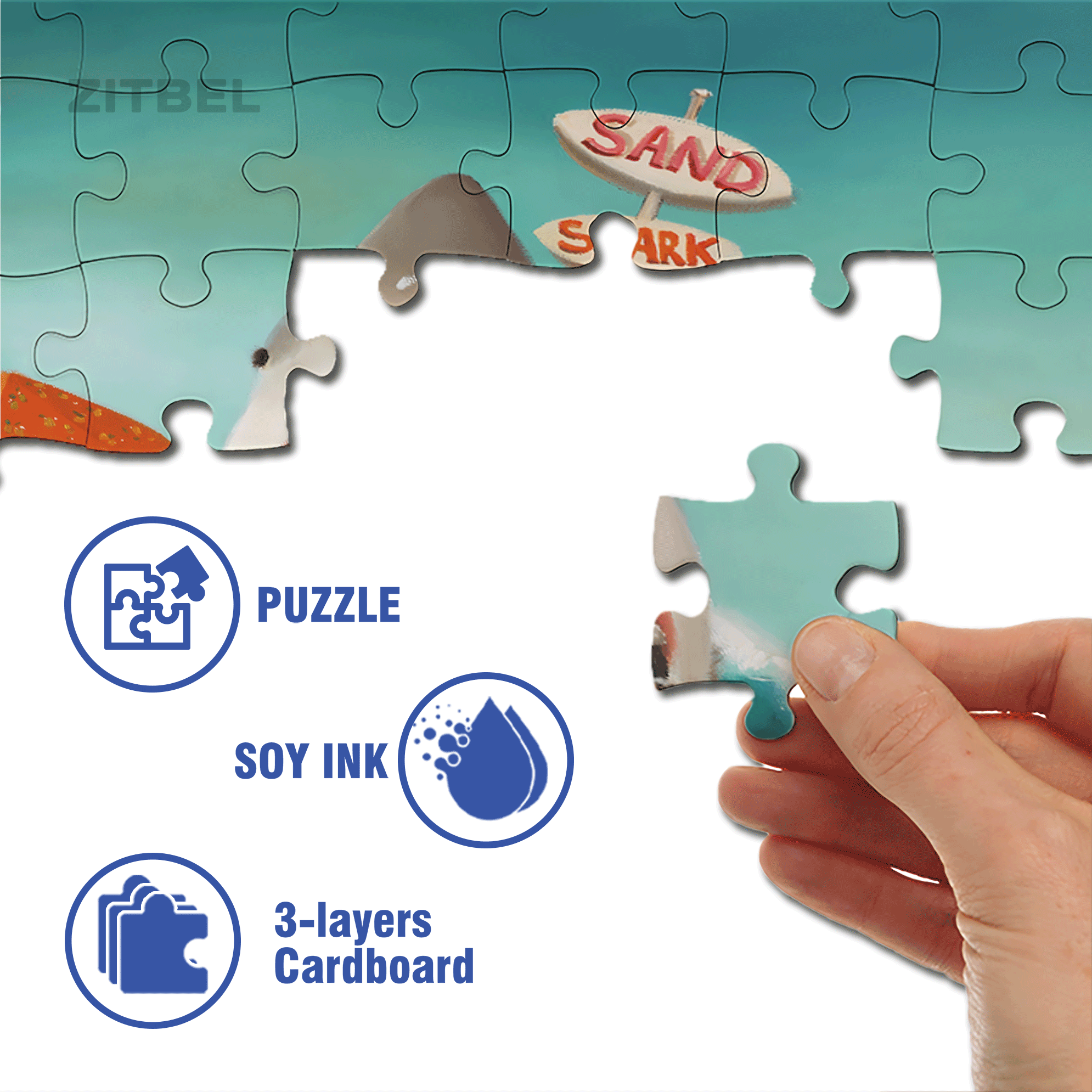 Sand Shark Bar 500pcs/1000pcs Jigsaw Puzzle, Scratch-Resistant, Interactive Family Game & Brain-Boosting DIY Decor, Perfect for Halloween, Christmas & New Year Gifts, Family Puzzle Game