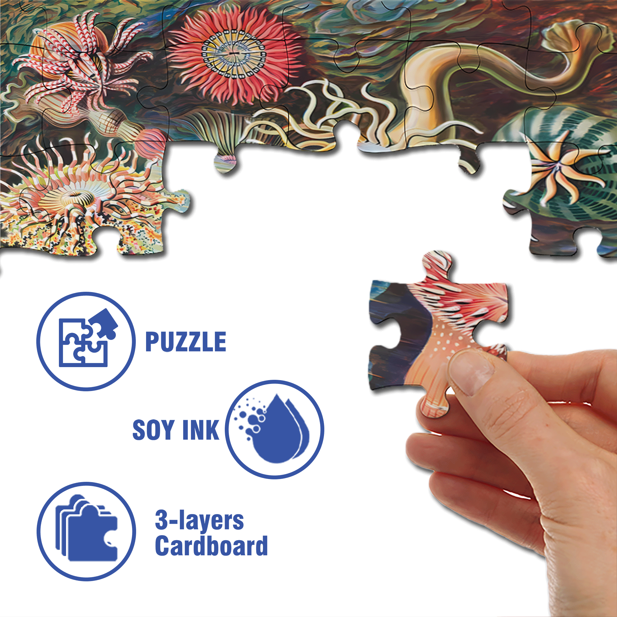 Sea Anemones 500pcs/1000pcs Jigsaw Puzzle, Scratch-Resistant, Interactive Family Game & Brain-Boosting DIY Decor, Perfect for Halloween, Christmas & New Year Gifts, Family Puzzle Game