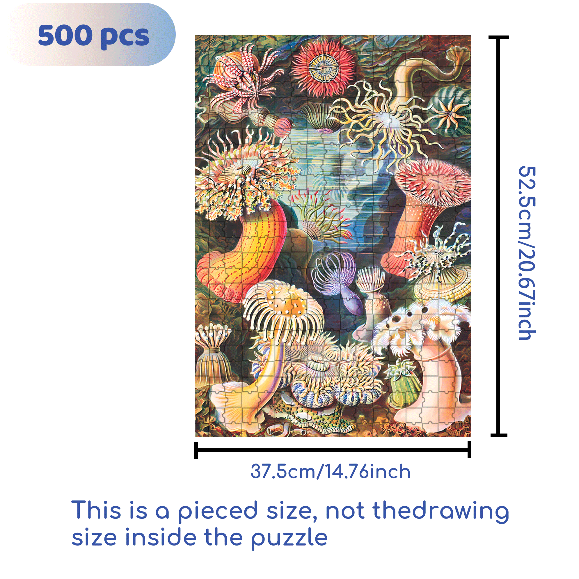Sea Anemones 500pcs/1000pcs Jigsaw Puzzle, Scratch-Resistant, Interactive Family Game & Brain-Boosting DIY Decor, Perfect for Halloween, Christmas & New Year Gifts, Family Puzzle Game