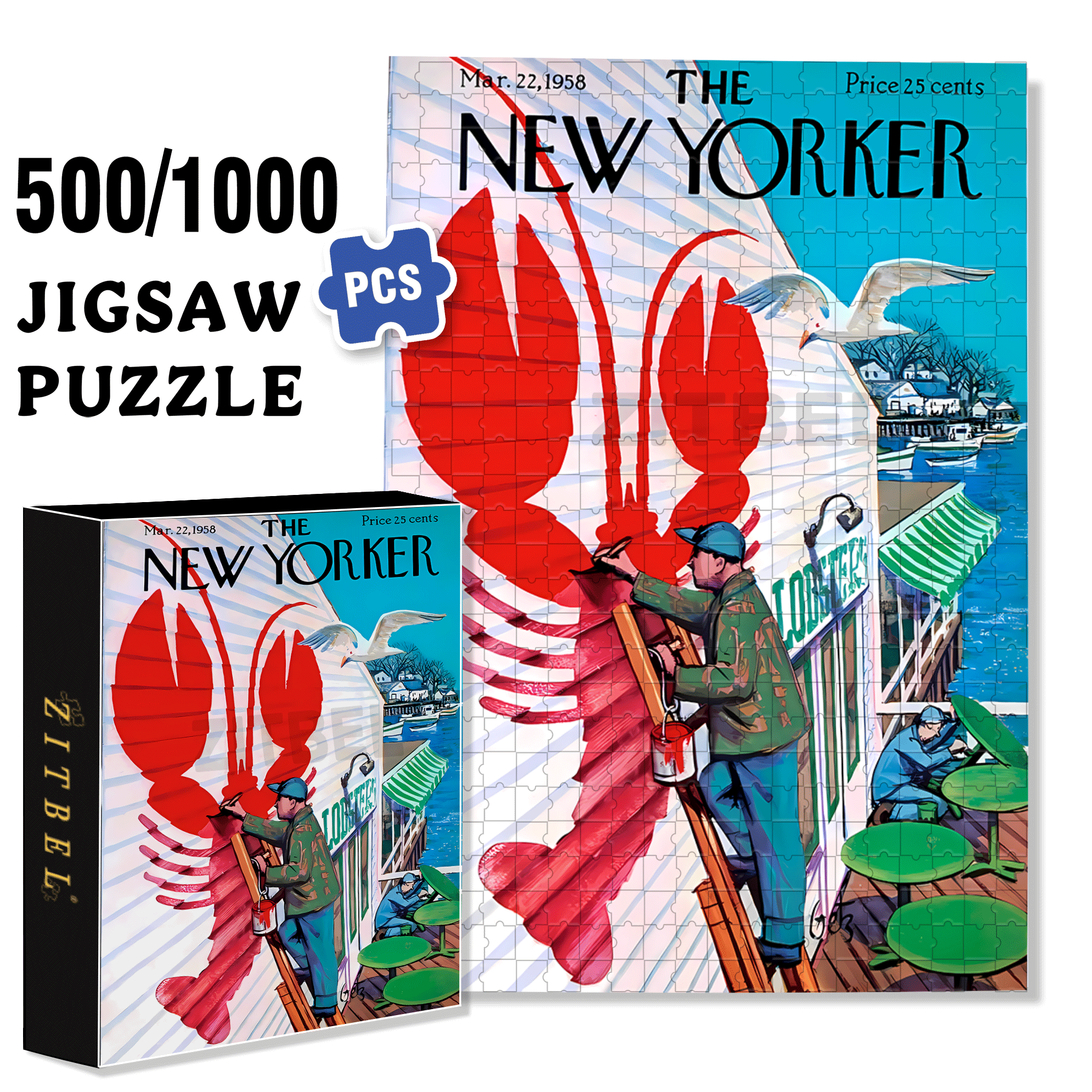 Seaside Caf¨¦ 500pcs/1000pcs Jigsaw Puzzle, Scratch-Resistant, Interactive Family Game & Brain-Boosting DIY Decor, Perfect for Halloween, Christmas & New Year Gifts, Family Puzzle Game
