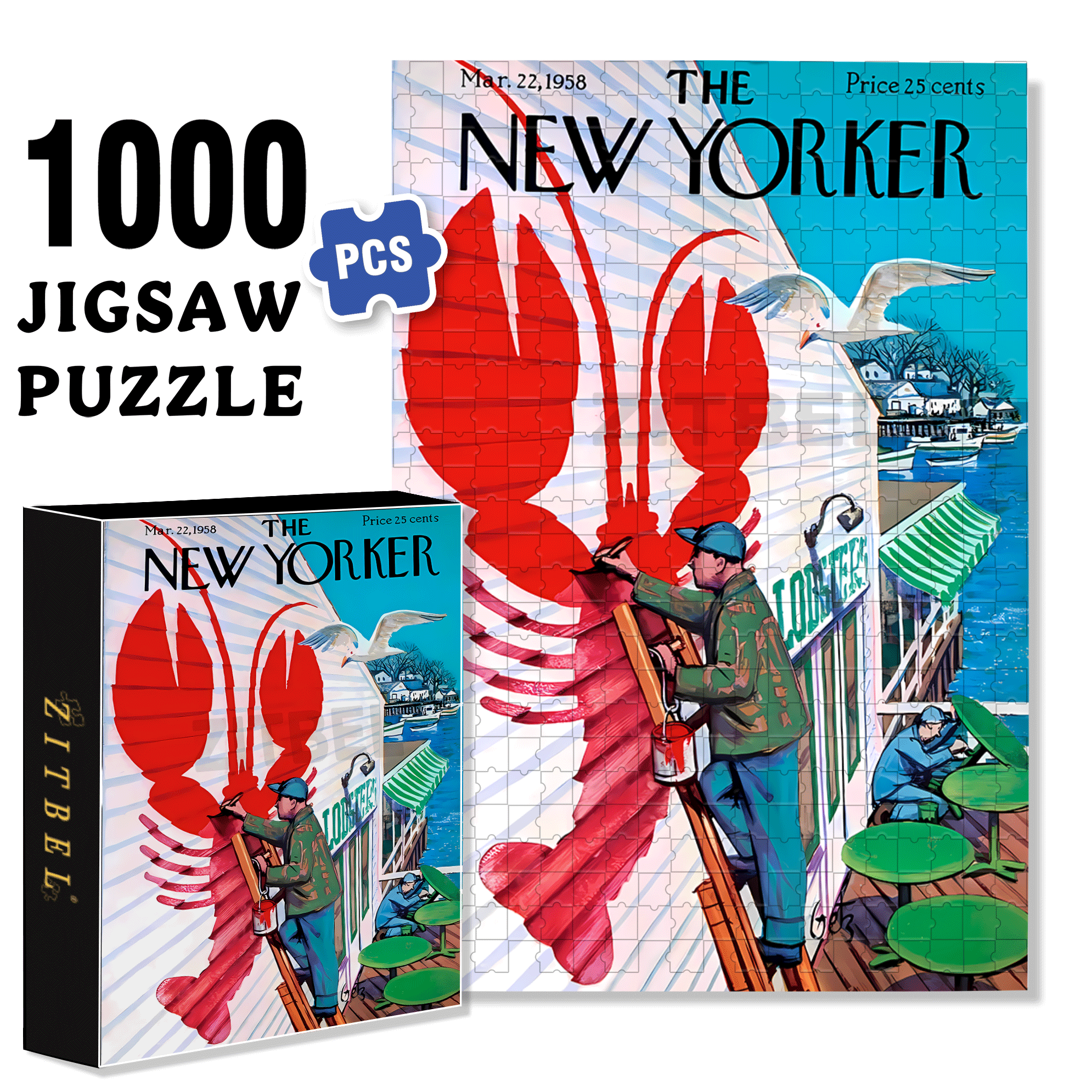 Seaside Caf¨¦ 500pcs/1000pcs Jigsaw Puzzle, Scratch-Resistant, Interactive Family Game & Brain-Boosting DIY Decor, Perfect for Halloween, Christmas & New Year Gifts, Family Puzzle Game