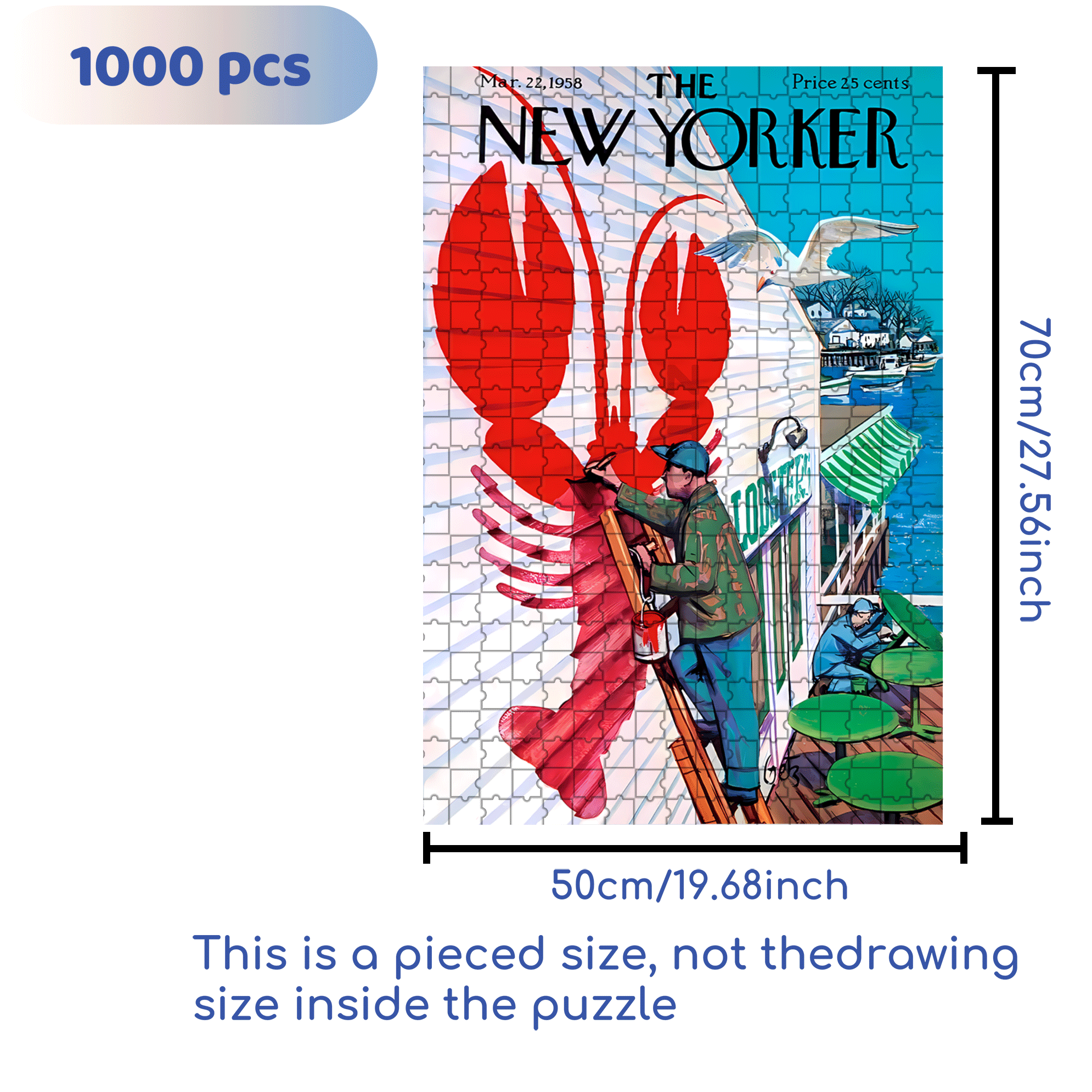 Seaside Caf¨¦ 500pcs/1000pcs Jigsaw Puzzle, Scratch-Resistant, Interactive Family Game & Brain-Boosting DIY Decor, Perfect for Halloween, Christmas & New Year Gifts, Family Puzzle Game