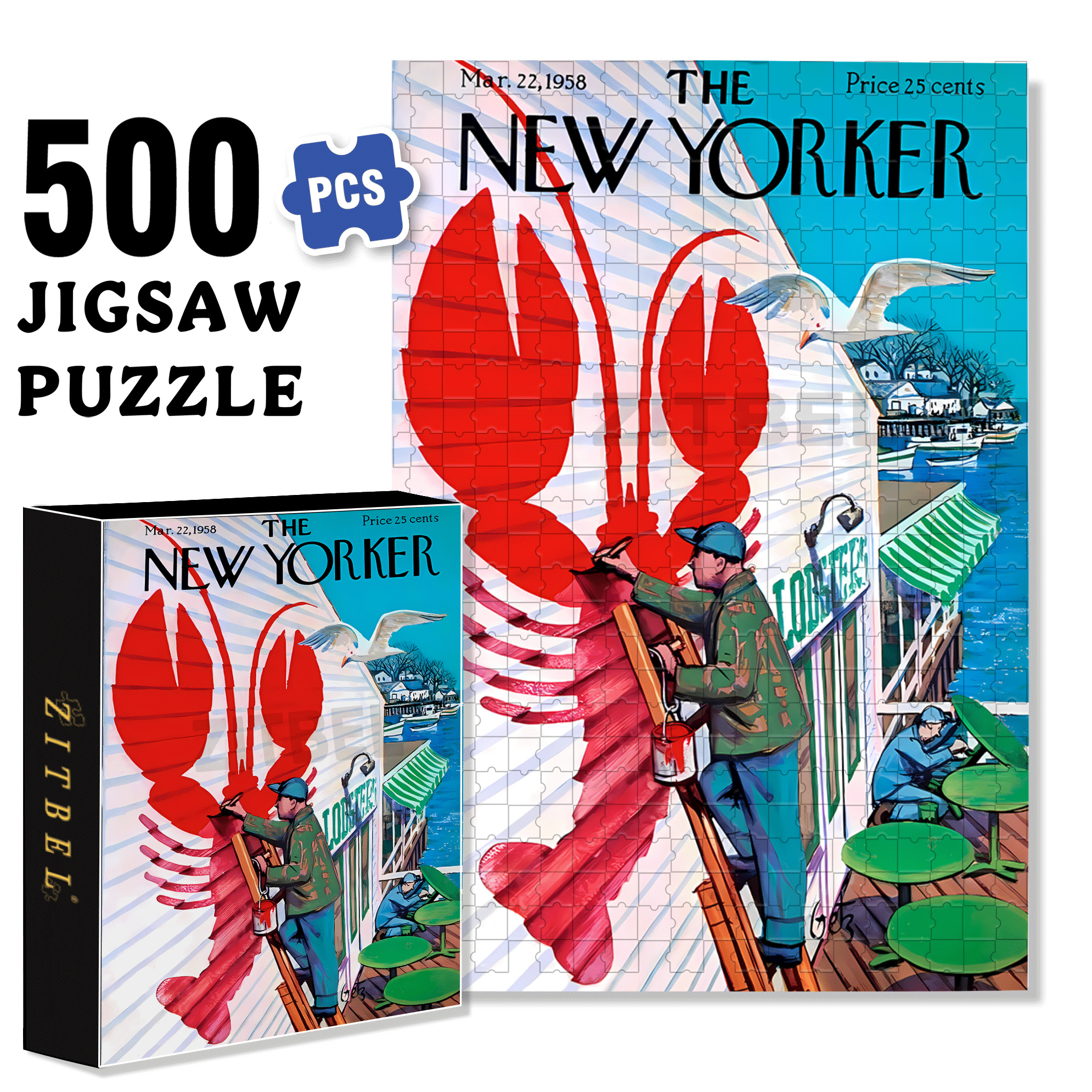 Seaside Caf¨¦ 500pcs/1000pcs Jigsaw Puzzle, Scratch-Resistant, Interactive Family Game & Brain-Boosting DIY Decor, Perfect for Halloween, Christmas & New Year Gifts, Family Puzzle Game
