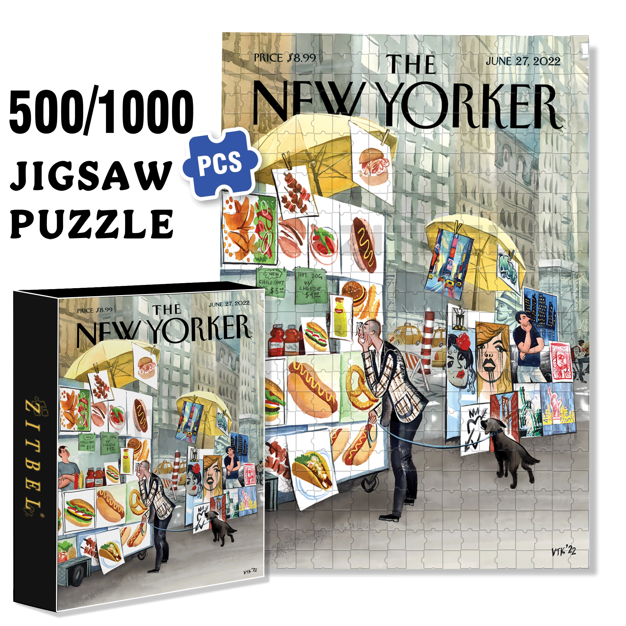 Sidewalk Connoisseurs 500pcs/1000pcs Jigsaw Puzzle, Scratch-Resistant, Interactive Family Game & Brain-Boosting DIY Decor, Perfect for Halloween, Christmas & New Year Gifts, Family Puzzle Game