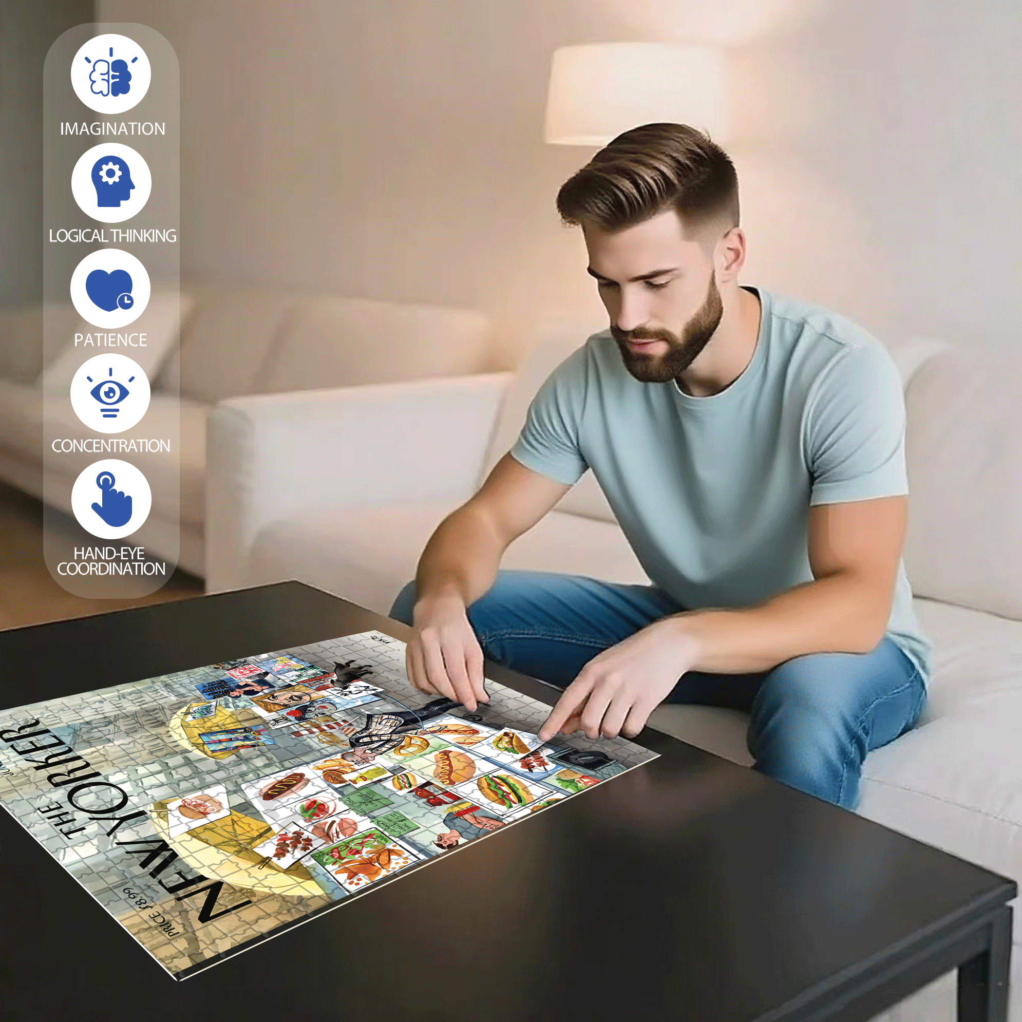 Sidewalk Connoisseurs 500pcs/1000pcs Jigsaw Puzzle, Scratch-Resistant, Interactive Family Game & Brain-Boosting DIY Decor, Perfect for Halloween, Christmas & New Year Gifts, Family Puzzle Game