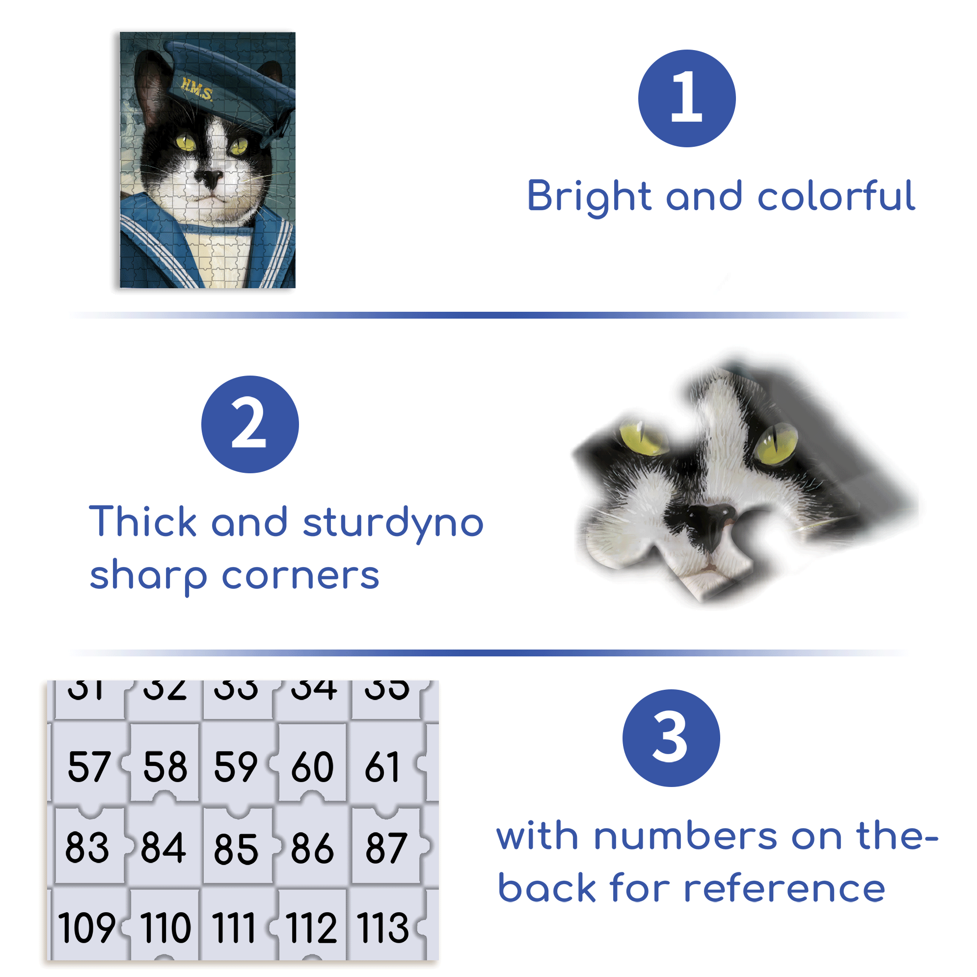 Simon - Sailor Cat 500pcs/1000pcs Jigsaw Puzzle, Scratch-Resistant, Interactive Family Game & Brain-Boosting DIY Decor, Perfect for Halloween, Christmas & New Year Gifts, Family Puzzle Game