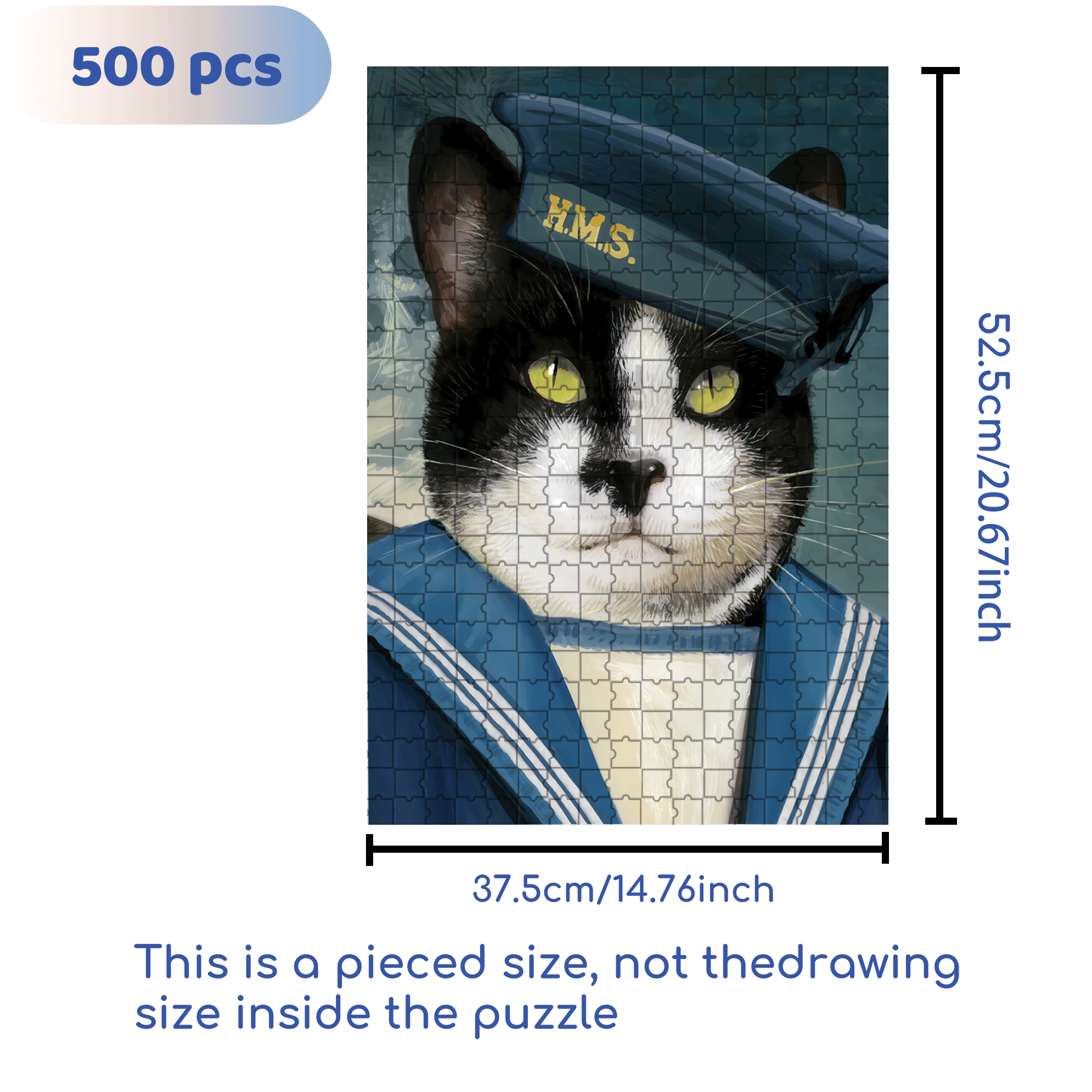 Simon - Sailor Cat 500pcs/1000pcs Jigsaw Puzzle, Scratch-Resistant, Interactive Family Game & Brain-Boosting DIY Decor, Perfect for Halloween, Christmas & New Year Gifts, Family Puzzle Game
