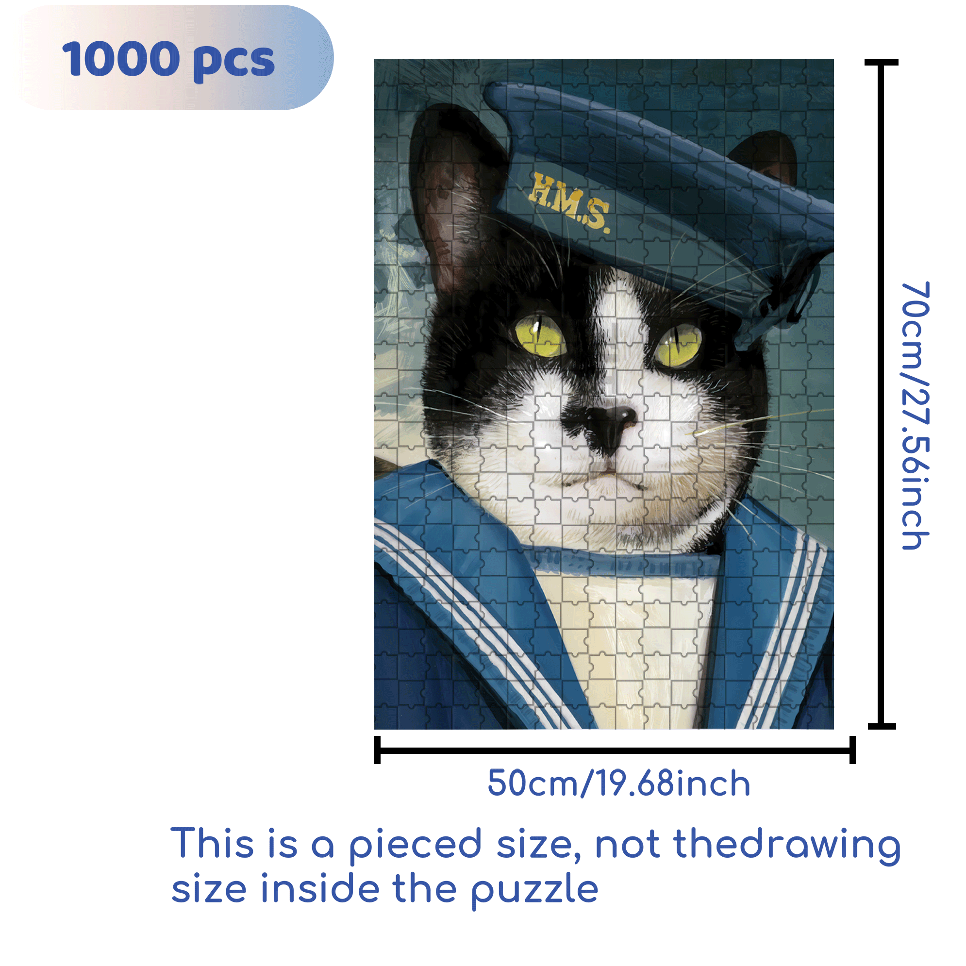 Simon - Sailor Cat 500pcs/1000pcs Jigsaw Puzzle, Scratch-Resistant, Interactive Family Game & Brain-Boosting DIY Decor, Perfect for Halloween, Christmas & New Year Gifts, Family Puzzle Game