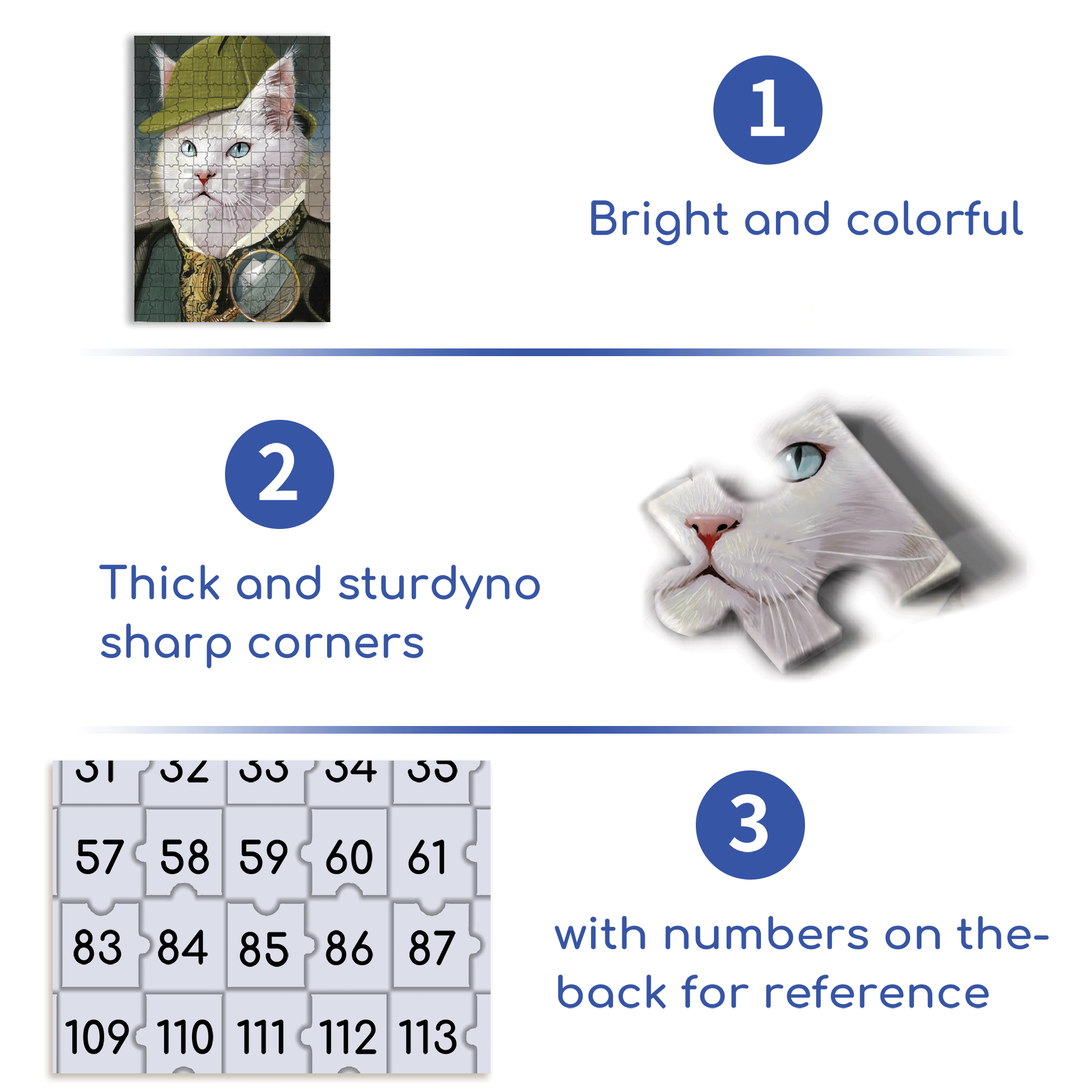 Snowball - Cat Detective 500pcs/1000pcs Jigsaw Puzzle, Scratch-Resistant, Interactive Family Game & Brain-Boosting DIY Decor, Perfect for Halloween, Christmas & New Year Gifts, Family Puzzle Game