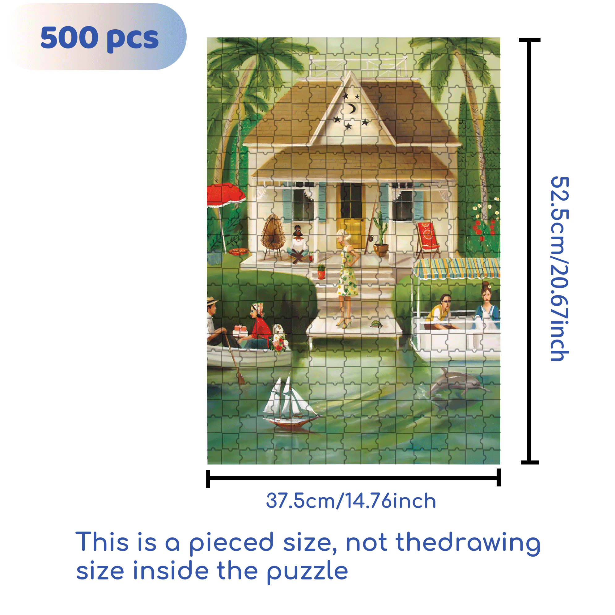 Splendid Summer Home 500pcs/1000pcs Jigsaw Puzzle, Scratch-Resistant, Interactive Family Game & Brain-Boosting DIY Decor, Perfect for Halloween, Christmas & New Year Gifts, Family Puzzle Game