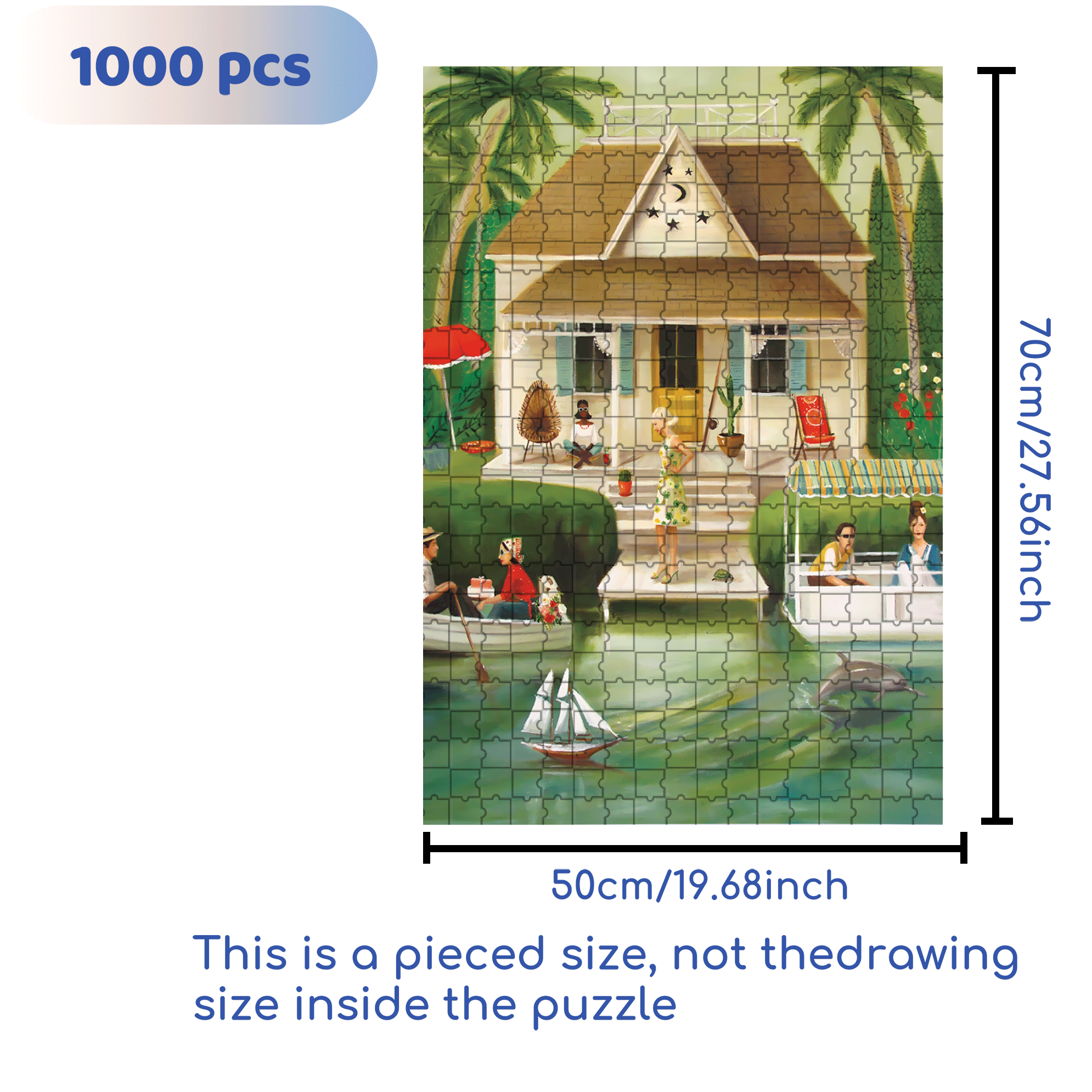 Splendid Summer Home 500pcs/1000pcs Jigsaw Puzzle, Scratch-Resistant, Interactive Family Game & Brain-Boosting DIY Decor, Perfect for Halloween, Christmas & New Year Gifts, Family Puzzle Game
