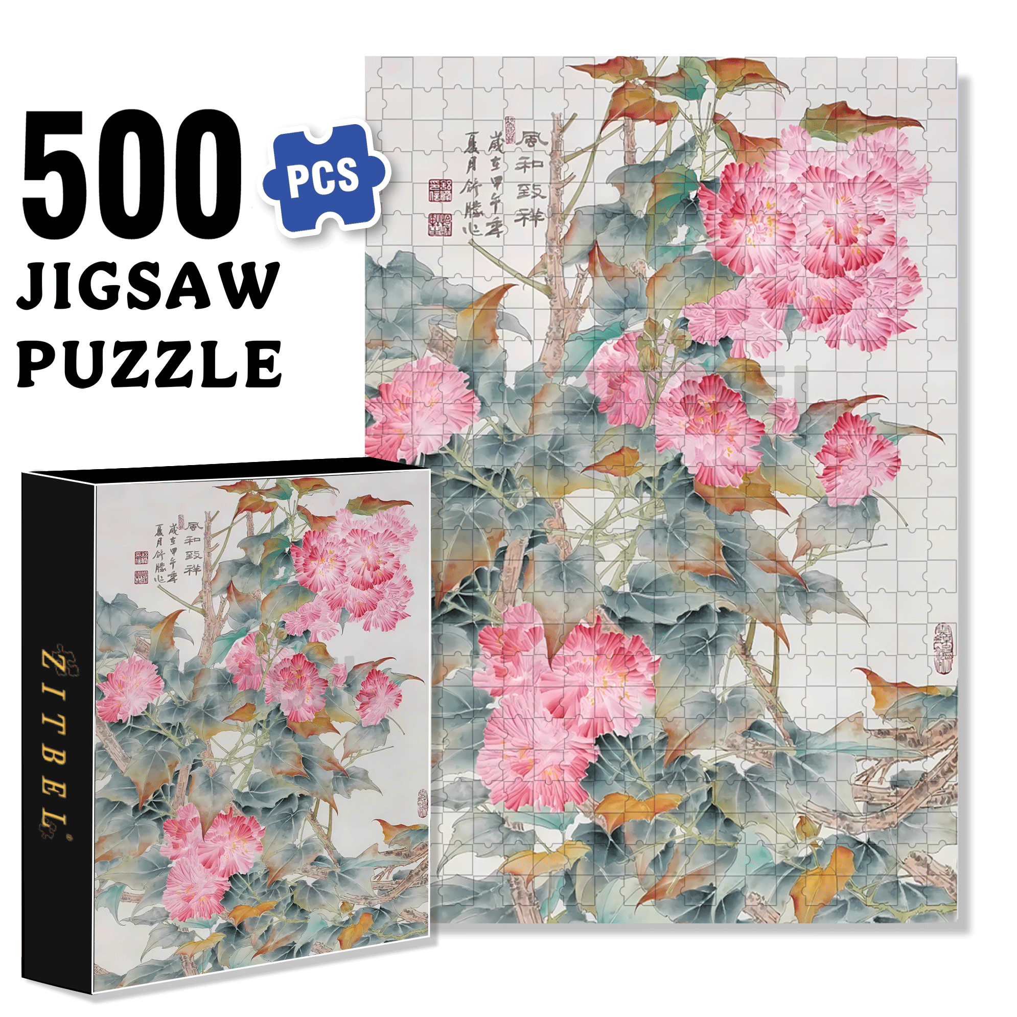 Spring Flowers 2 500pcs/1000pcs Jigsaw Puzzle, Scratch-Resistant, Interactive Family Game & Brain-Boosting DIY Decor, Perfect for Halloween, Christmas & New Year Gifts, Family Puzzle Game
