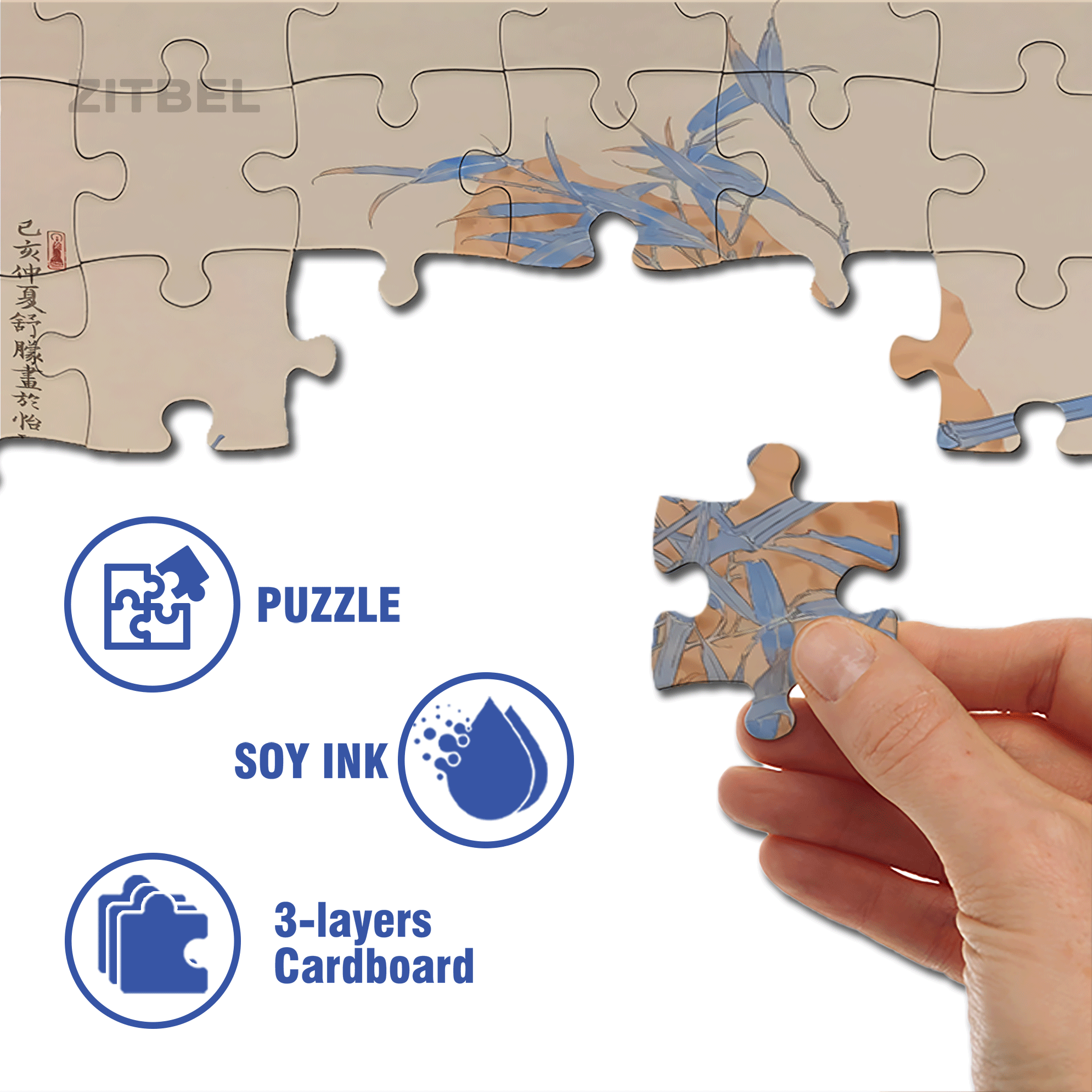 Stone and Bamboo Painting 500pcs/1000pcs Jigsaw Puzzle, Scratch-Resistant, Interactive Family Game & Brain-Boosting DIY Decor, Perfect for Halloween, Christmas & New Year Gifts, Family Puzzle Game