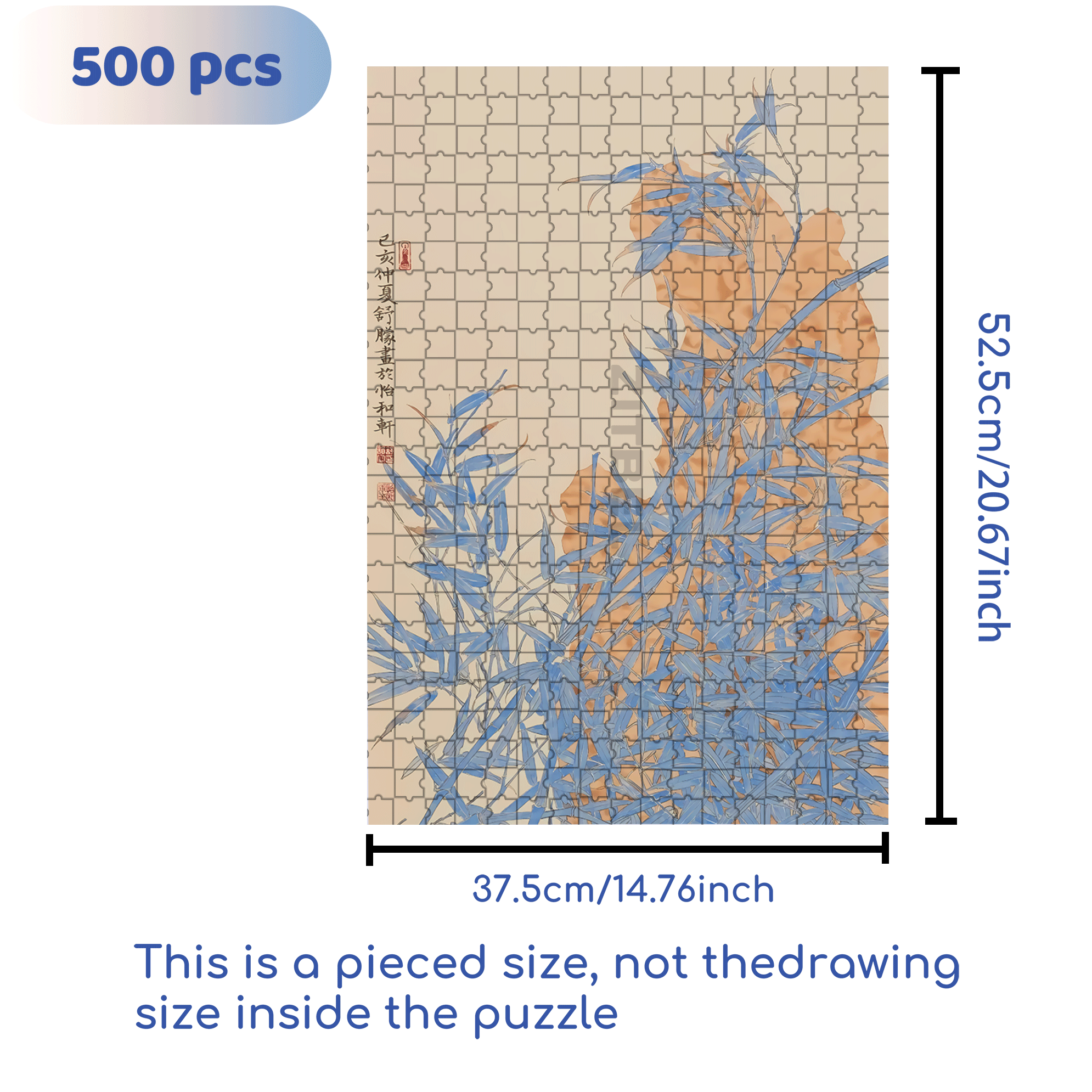 Stone and Bamboo Painting 500pcs/1000pcs Jigsaw Puzzle, Scratch-Resistant, Interactive Family Game & Brain-Boosting DIY Decor, Perfect for Halloween, Christmas & New Year Gifts, Family Puzzle Game