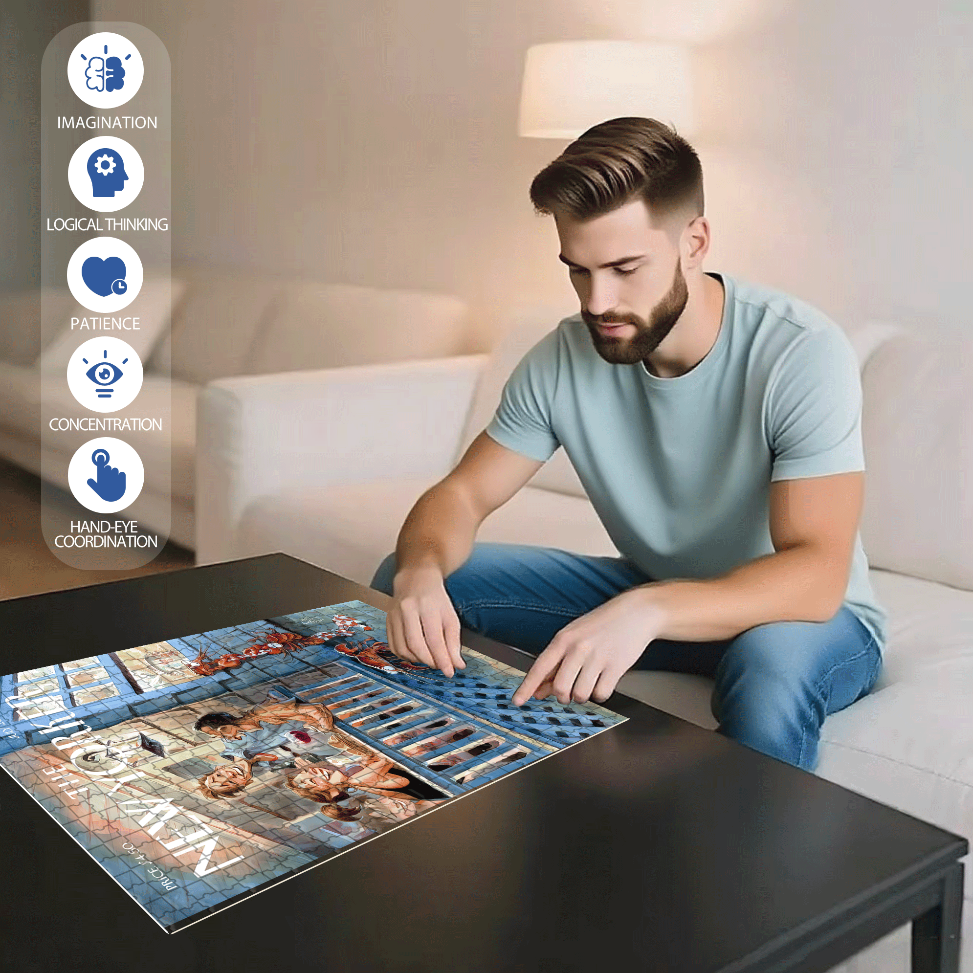 Summer Getaway 500pcs/1000pcs Jigsaw Puzzle, Scratch-Resistant, Interactive Family Game & Brain-Boosting DIY Decor, Perfect for Halloween, Christmas & New Year Gifts, Family Puzzle Game