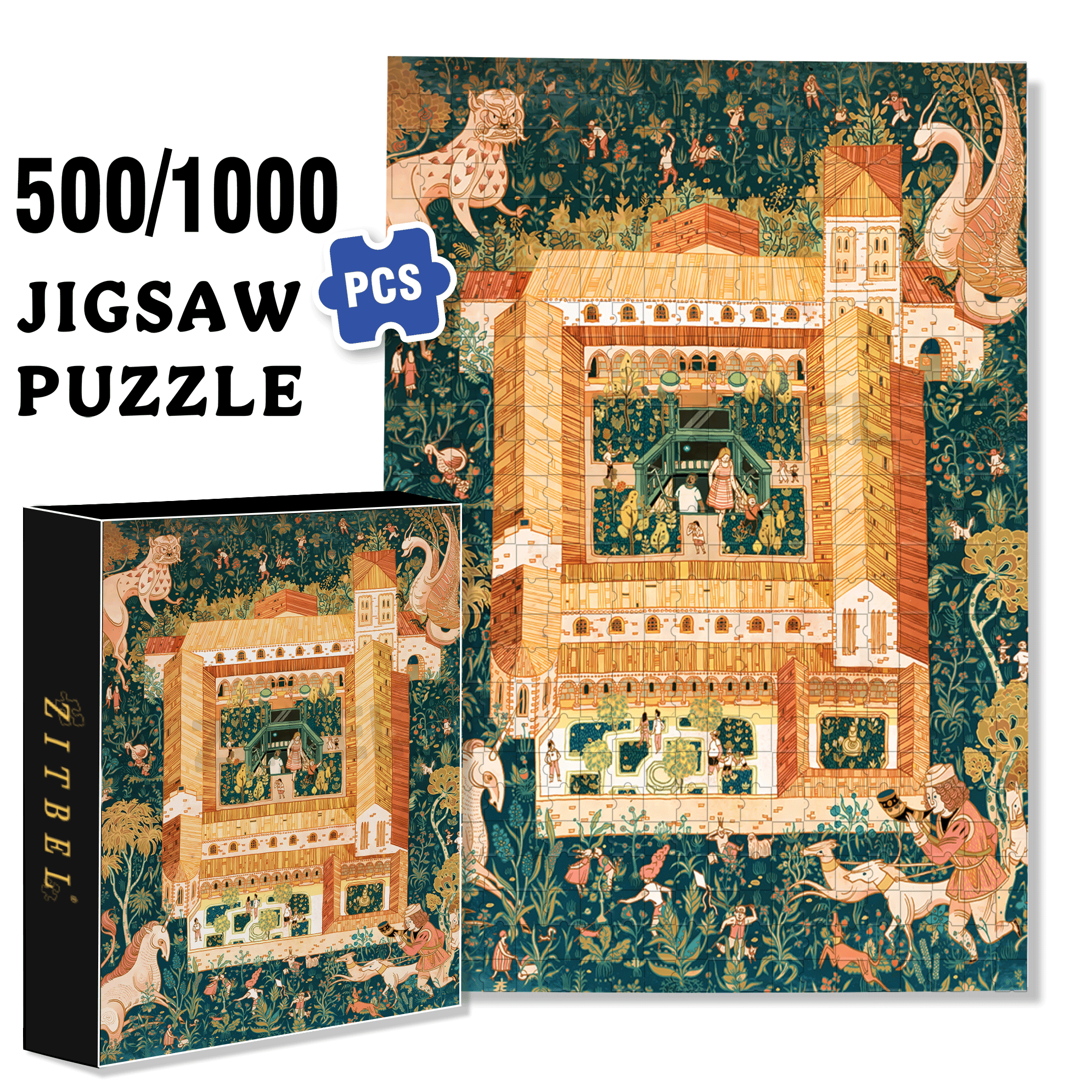 The Cloisters 500pcs/1000pcs Jigsaw Puzzle, Scratch-Resistant, Interactive Family Game & Brain-Boosting DIY Decor, Perfect for Halloween, Christmas & New Year Gifts, Family Puzzle Game