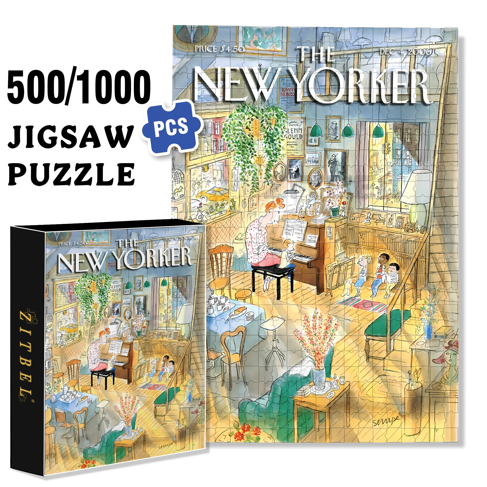 The Piano Lesson 500pcs/1000pcs Jigsaw Puzzle, Scratch-Resistant, Interactive Family Game & Brain-Boosting DIY Decor, Perfect for Halloween, Christmas & New Year Gifts, Family Puzzle Game