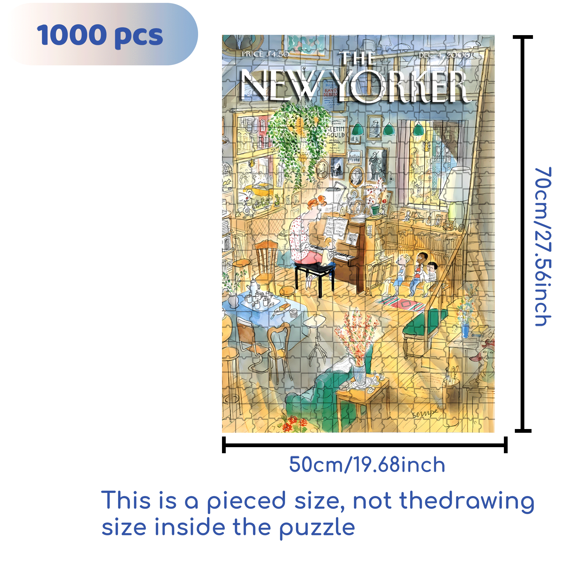 The Piano Lesson 500pcs/1000pcs Jigsaw Puzzle, Scratch-Resistant, Interactive Family Game & Brain-Boosting DIY Decor, Perfect for Halloween, Christmas & New Year Gifts, Family Puzzle Game