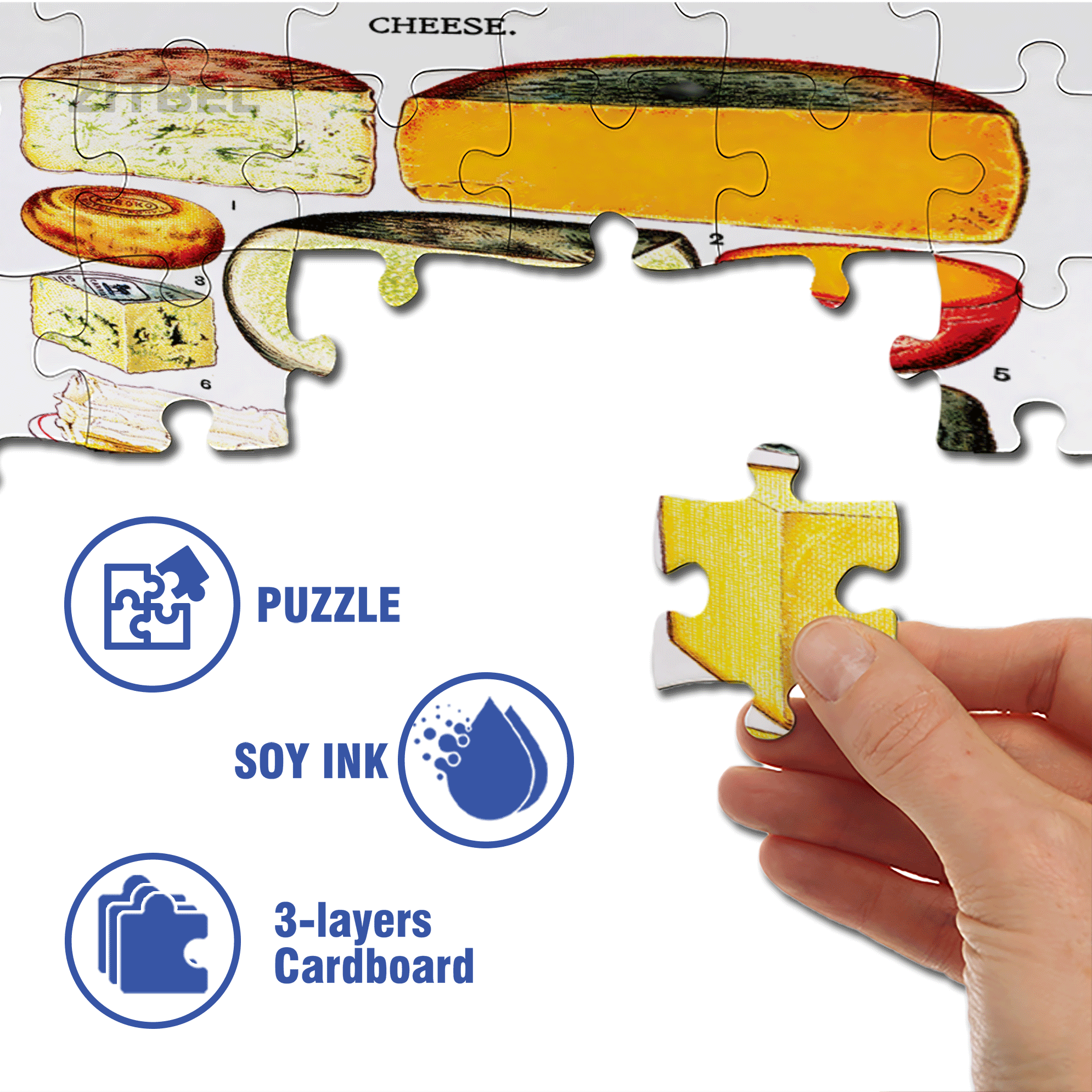 Types Of Cheese 500pcs/1000pcs Jigsaw Puzzle, Scratch-Resistant, Interactive Family Game & Brain-Boosting DIY Decor, Perfect for Halloween, Christmas & New Year Gifts, Family Puzzle Game