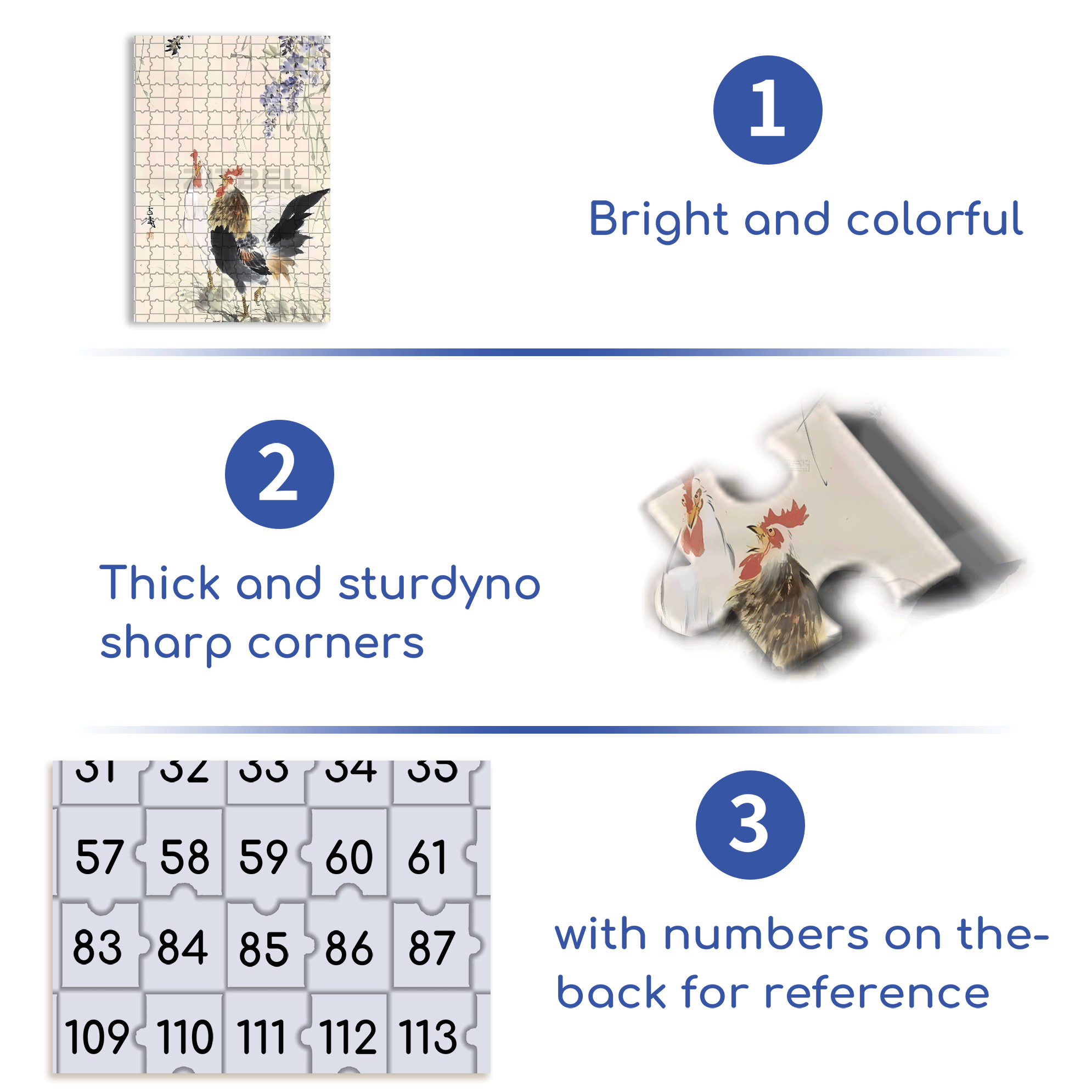 Wisteria Flowers And Rooster 500pcs/1000pcs Jigsaw Puzzle, Scratch-Resistant, Interactive Family Game & Brain-Boosting DIY Decor, Perfect for Halloween, Christmas & New Year Gifts, Family Puzzle Game