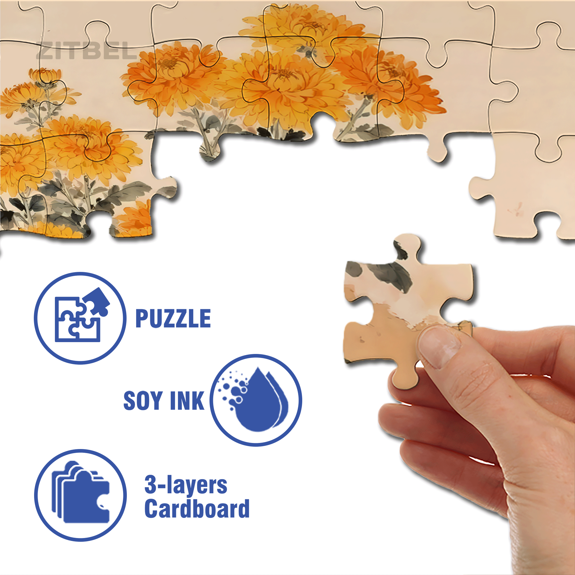 Autumn Yellow Chrysanthemums 500pcs/1000pcs Jigsaw Puzzle, Scratch-Resistant, Interactive Family Game & Brain-Boosting DIY Decor, Perfect for Halloween, Christmas & New Year Gifts, Family Puzzle Game