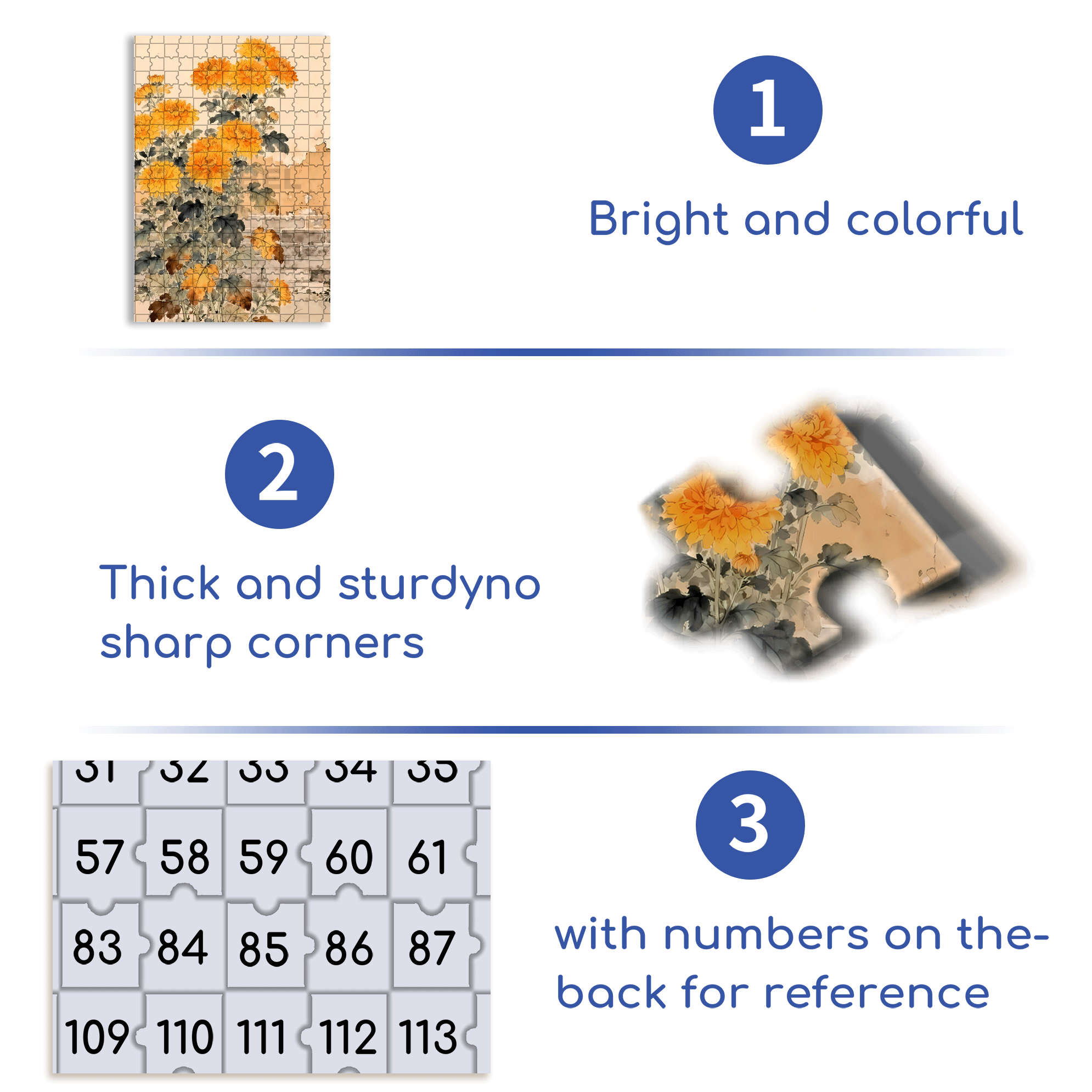 Autumn Yellow Chrysanthemums 500pcs/1000pcs Jigsaw Puzzle, Scratch-Resistant, Interactive Family Game & Brain-Boosting DIY Decor, Perfect for Halloween, Christmas & New Year Gifts, Family Puzzle Game