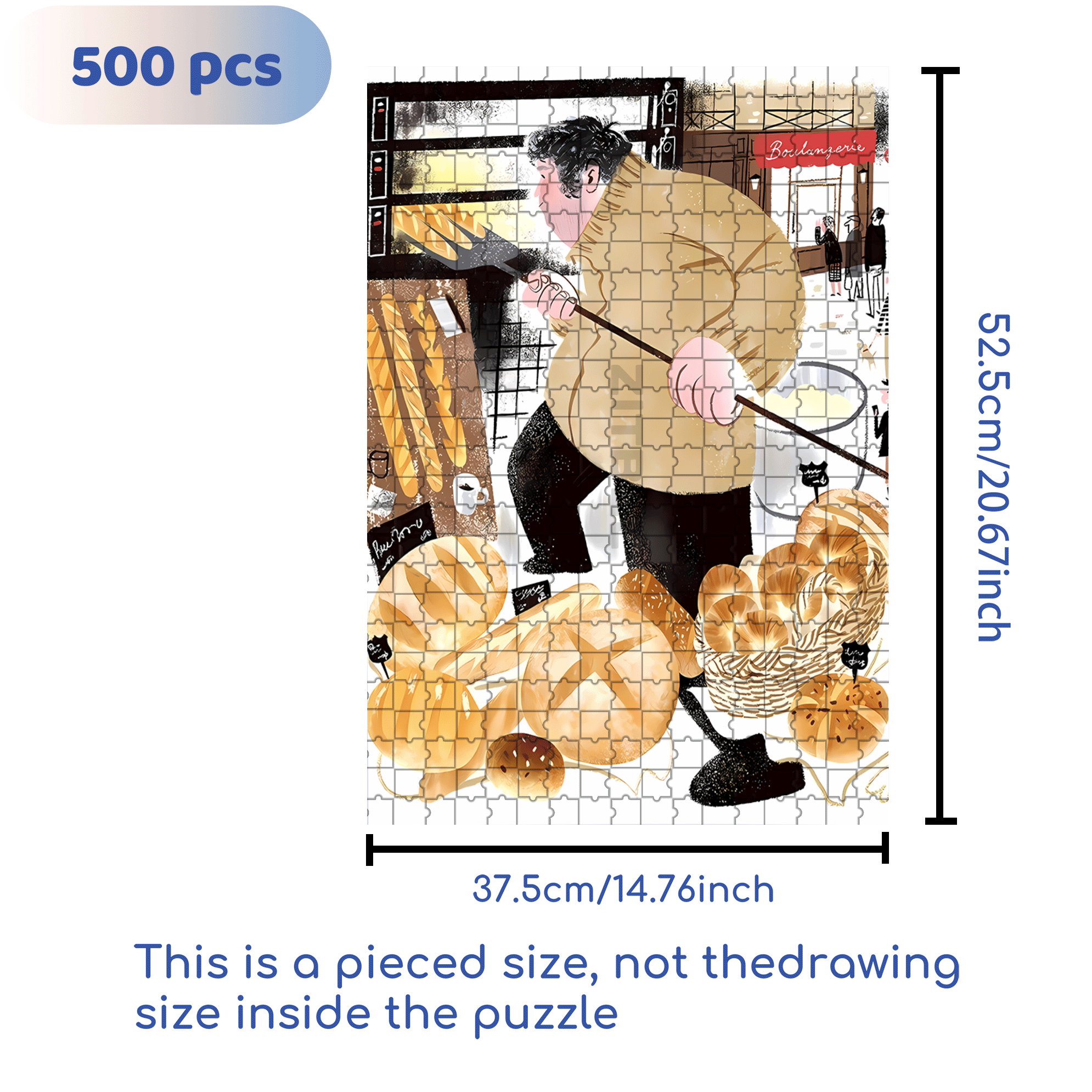 Baked Bread 500pcs/1000pcs Jigsaw Puzzle, Scratch-Resistant, Interactive Family Game & Brain-Boosting DIY Decor, Perfect for Halloween, Christmas & New Year Gifts, Family Puzzle Game