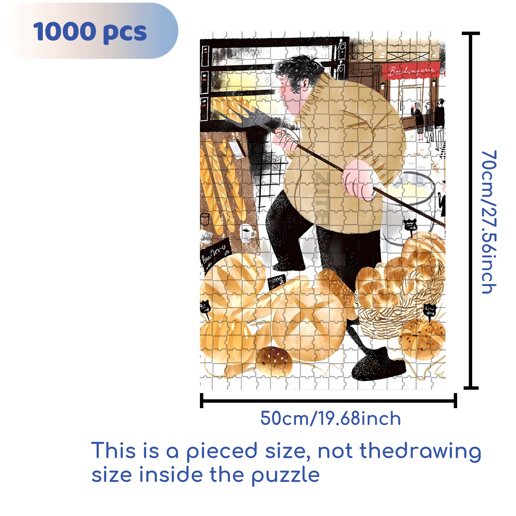 Baked Bread 500pcs/1000pcs Jigsaw Puzzle, Scratch-Resistant, Interactive Family Game & Brain-Boosting DIY Decor, Perfect for Halloween, Christmas & New Year Gifts, Family Puzzle Game