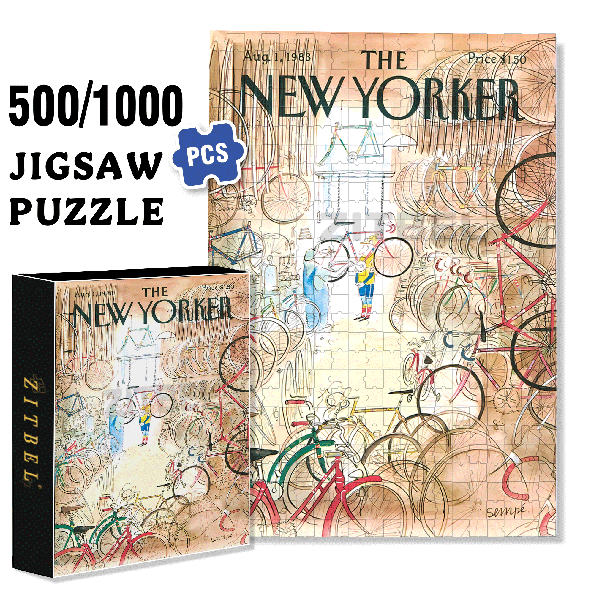 Bicycle Shop 500pcs/1000pcs Jigsaw Puzzle, Scratch-Resistant, Interactive Family Game & Brain-Boosting DIY Decor, Perfect for Halloween, Christmas & New Year Gifts, Family Puzzle Game