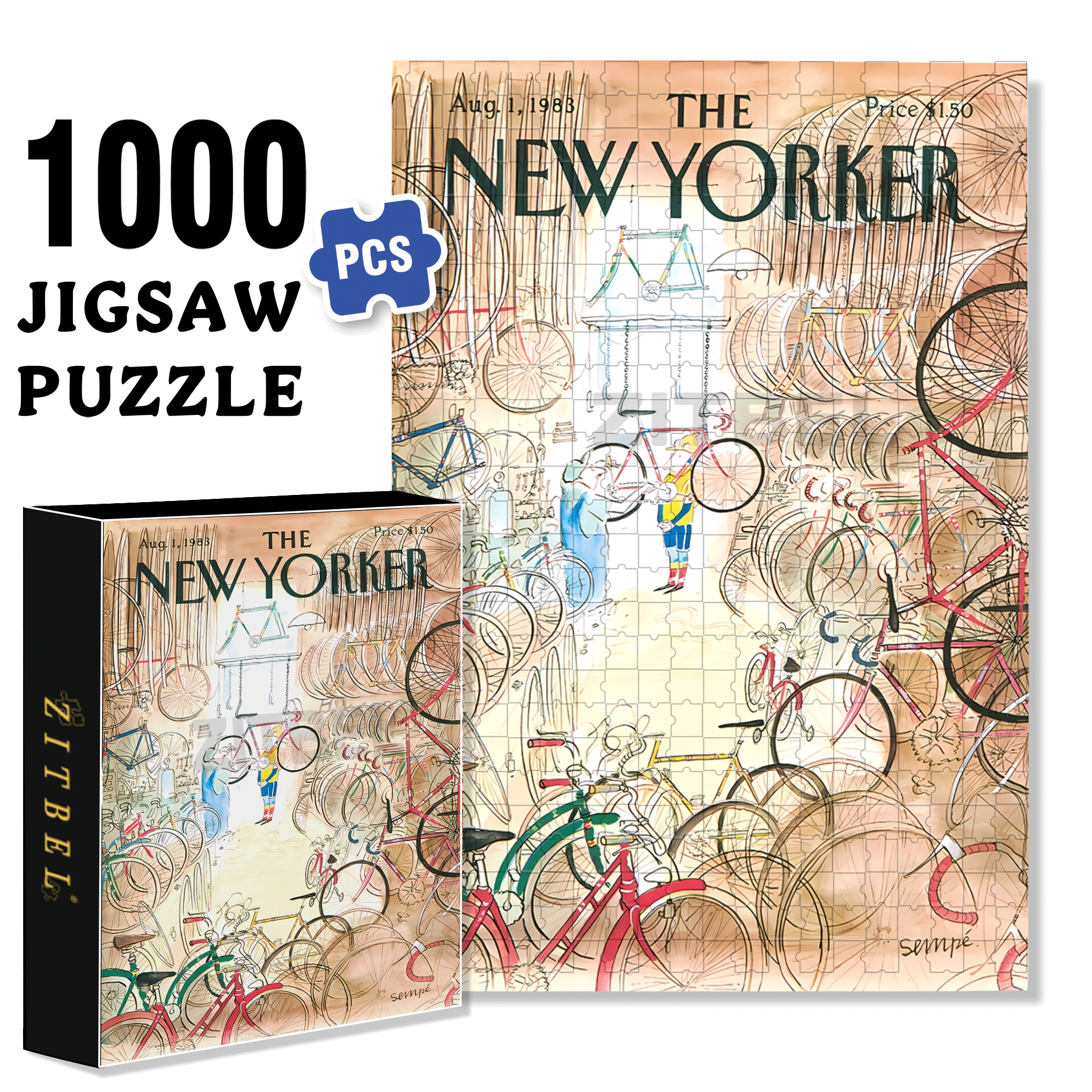 Bicycle Shop 500pcs/1000pcs Jigsaw Puzzle, Scratch-Resistant, Interactive Family Game & Brain-Boosting DIY Decor, Perfect for Halloween, Christmas & New Year Gifts, Family Puzzle Game