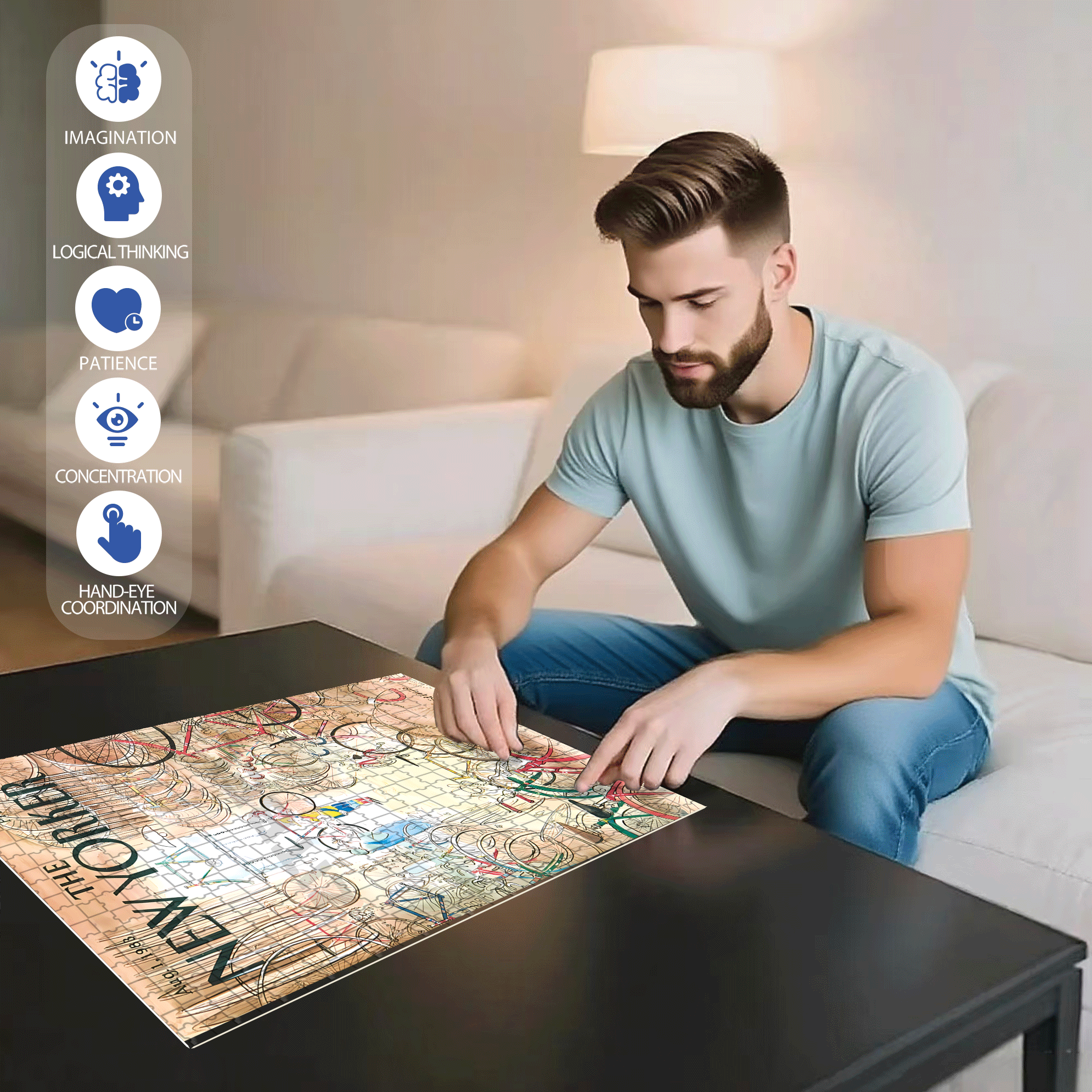 Bicycle Shop 500pcs/1000pcs Jigsaw Puzzle, Scratch-Resistant, Interactive Family Game & Brain-Boosting DIY Decor, Perfect for Halloween, Christmas & New Year Gifts, Family Puzzle Game