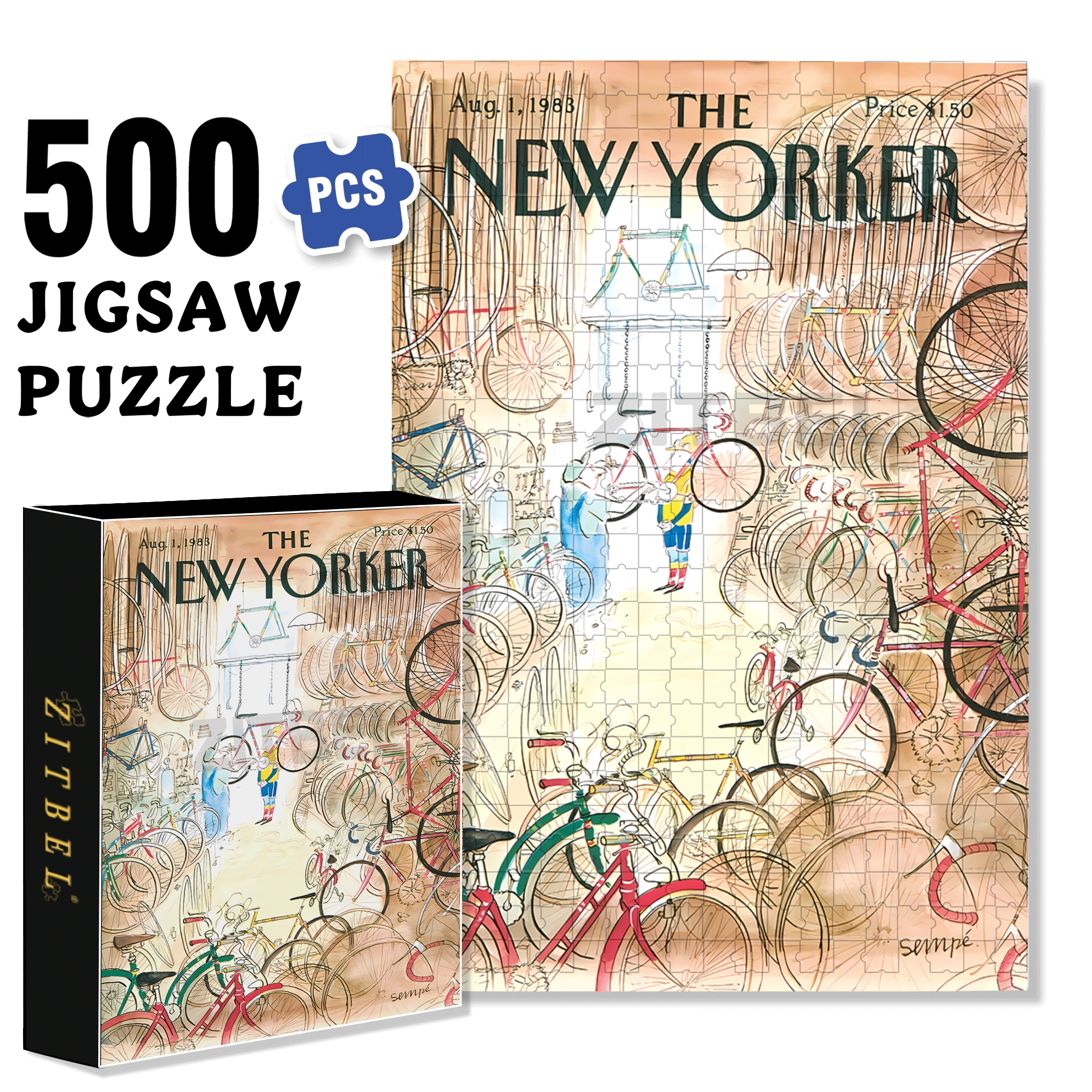 Bicycle Shop 500pcs/1000pcs Jigsaw Puzzle, Scratch-Resistant, Interactive Family Game & Brain-Boosting DIY Decor, Perfect for Halloween, Christmas & New Year Gifts, Family Puzzle Game