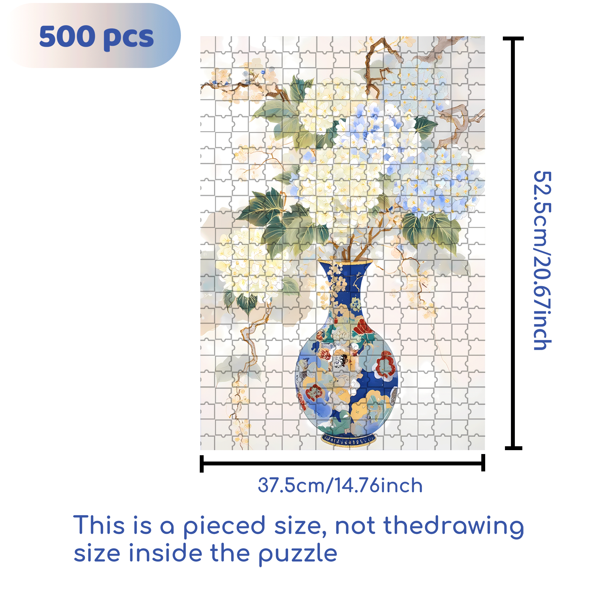 Blue And White Porcelain 500pcs/1000pcs Jigsaw Puzzle, Scratch-Resistant, Interactive Family Game & Brain-Boosting DIY Decor, Perfect for Halloween, Christmas & New Year Gifts, Family Puzzle Game