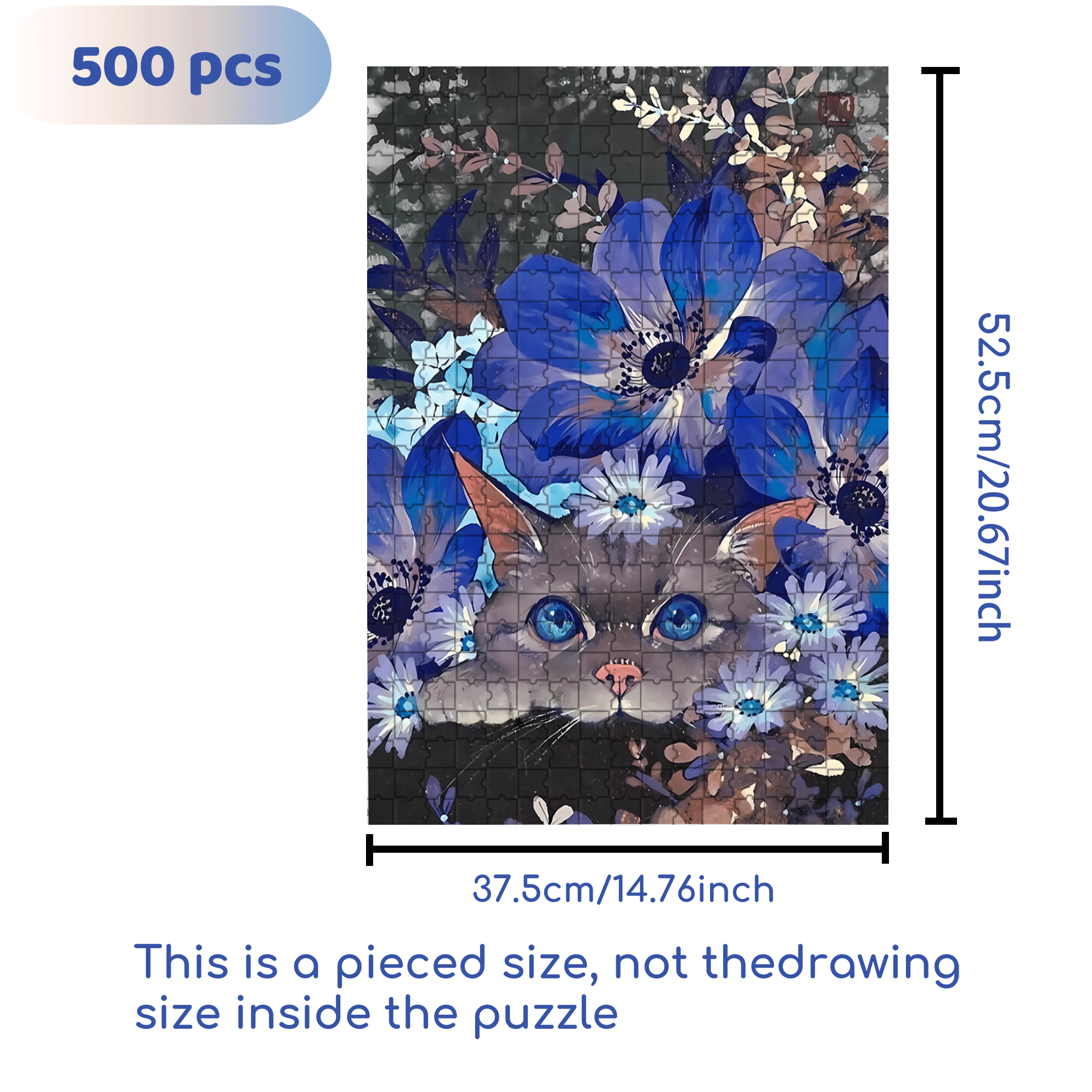 Blue Eyes 500pcs/1000pcs Jigsaw Puzzle, Scratch-Resistant, Interactive Family Game & Brain-Boosting DIY Decor, Perfect for Halloween, Christmas & New Year Gifts, Family Puzzle Game