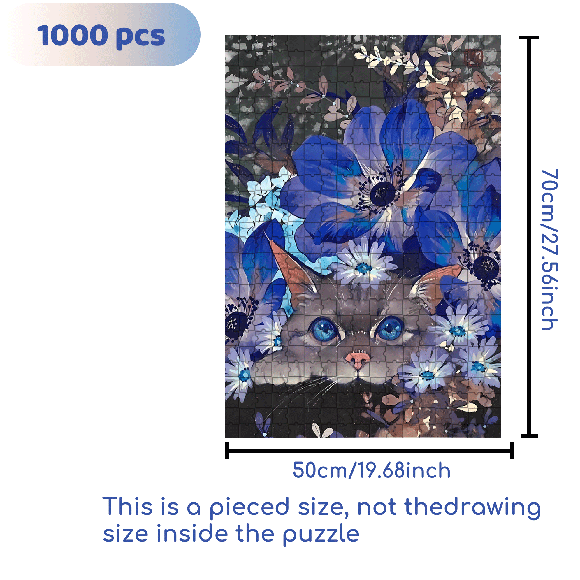 Blue Eyes 500pcs/1000pcs Jigsaw Puzzle, Scratch-Resistant, Interactive Family Game & Brain-Boosting DIY Decor, Perfect for Halloween, Christmas & New Year Gifts, Family Puzzle Game
