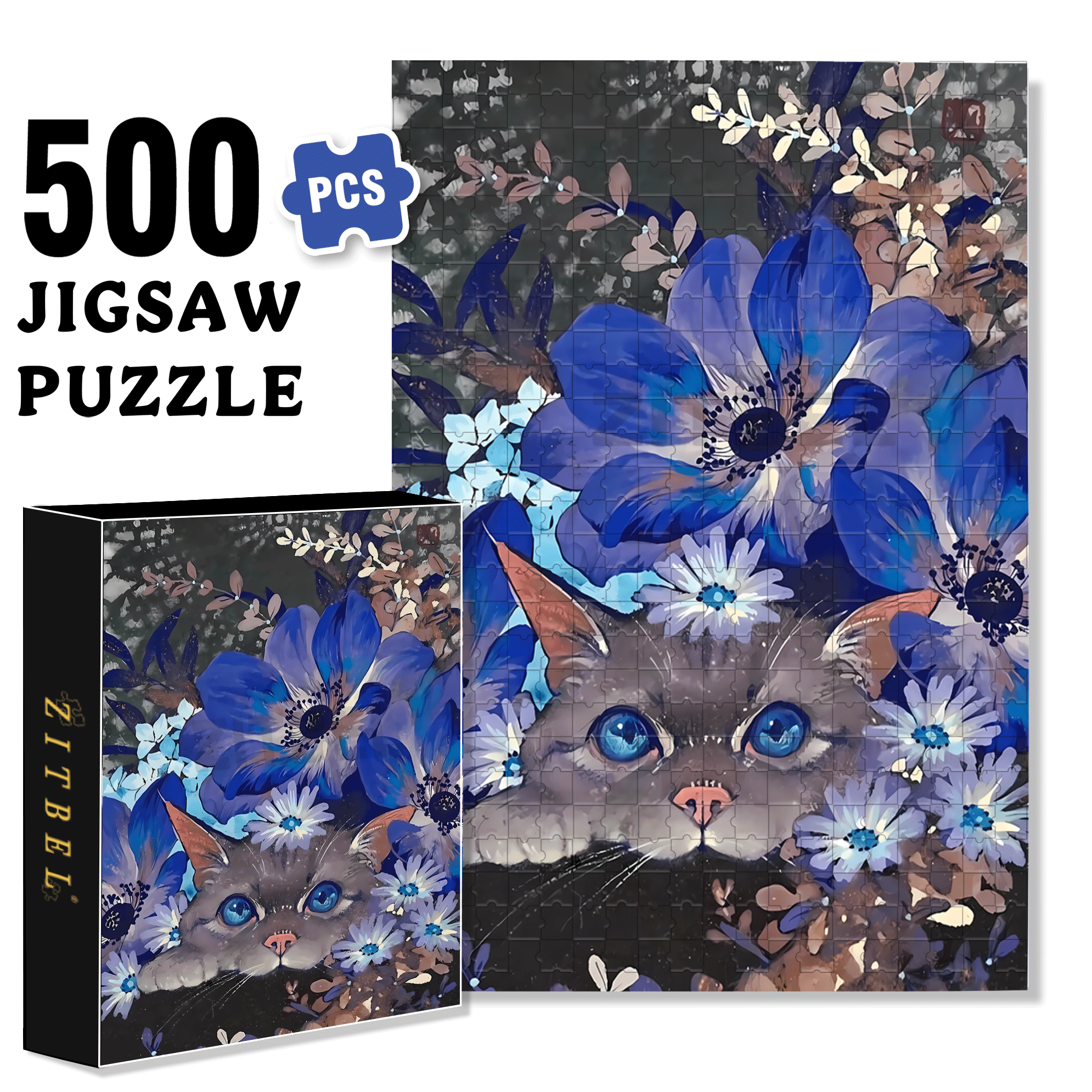 Blue Eyes 500pcs/1000pcs Jigsaw Puzzle, Scratch-Resistant, Interactive Family Game & Brain-Boosting DIY Decor, Perfect for Halloween, Christmas & New Year Gifts, Family Puzzle Game