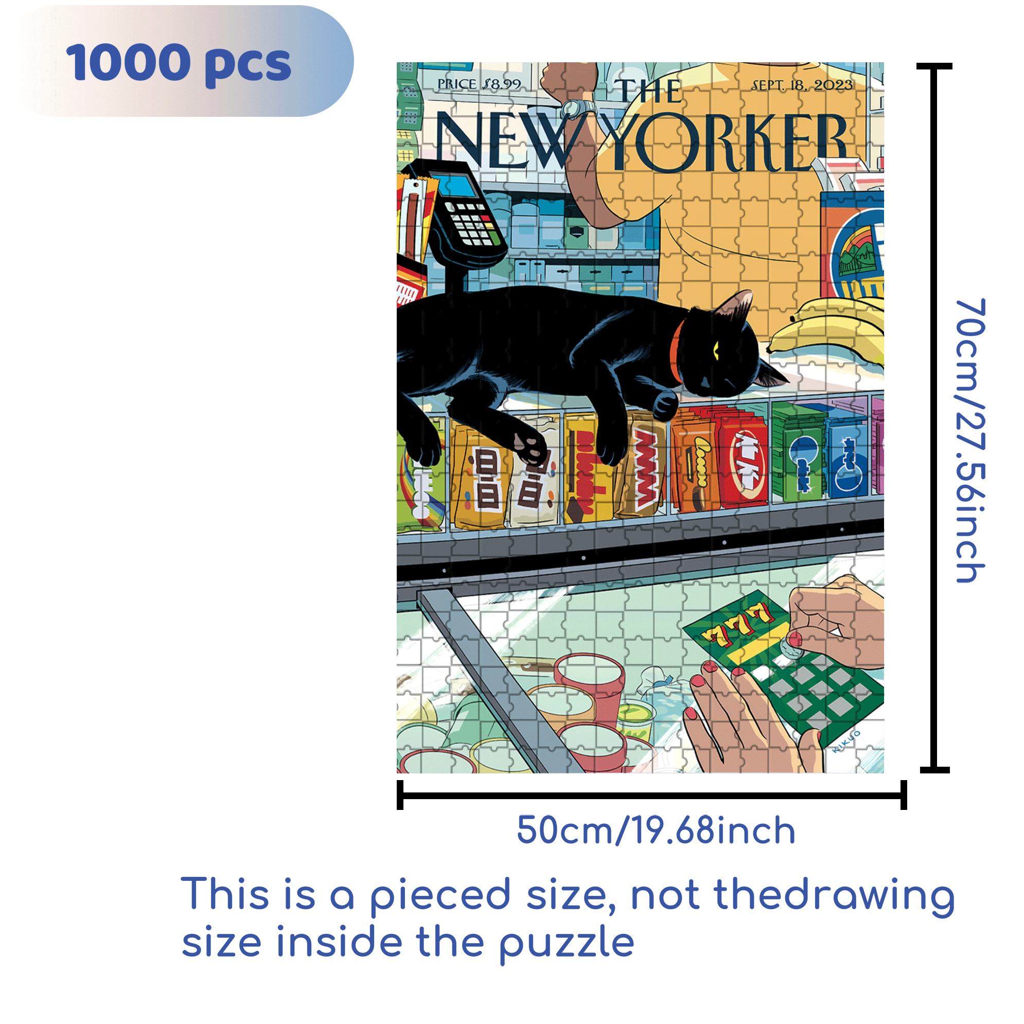 Bodega Cat 500pcs/1000pcs Jigsaw Puzzle, Scratch-Resistant, Interactive Family Game & Brain-Boosting DIY Decor, Perfect for Halloween, Christmas & New Year Gifts, Family Puzzle Game