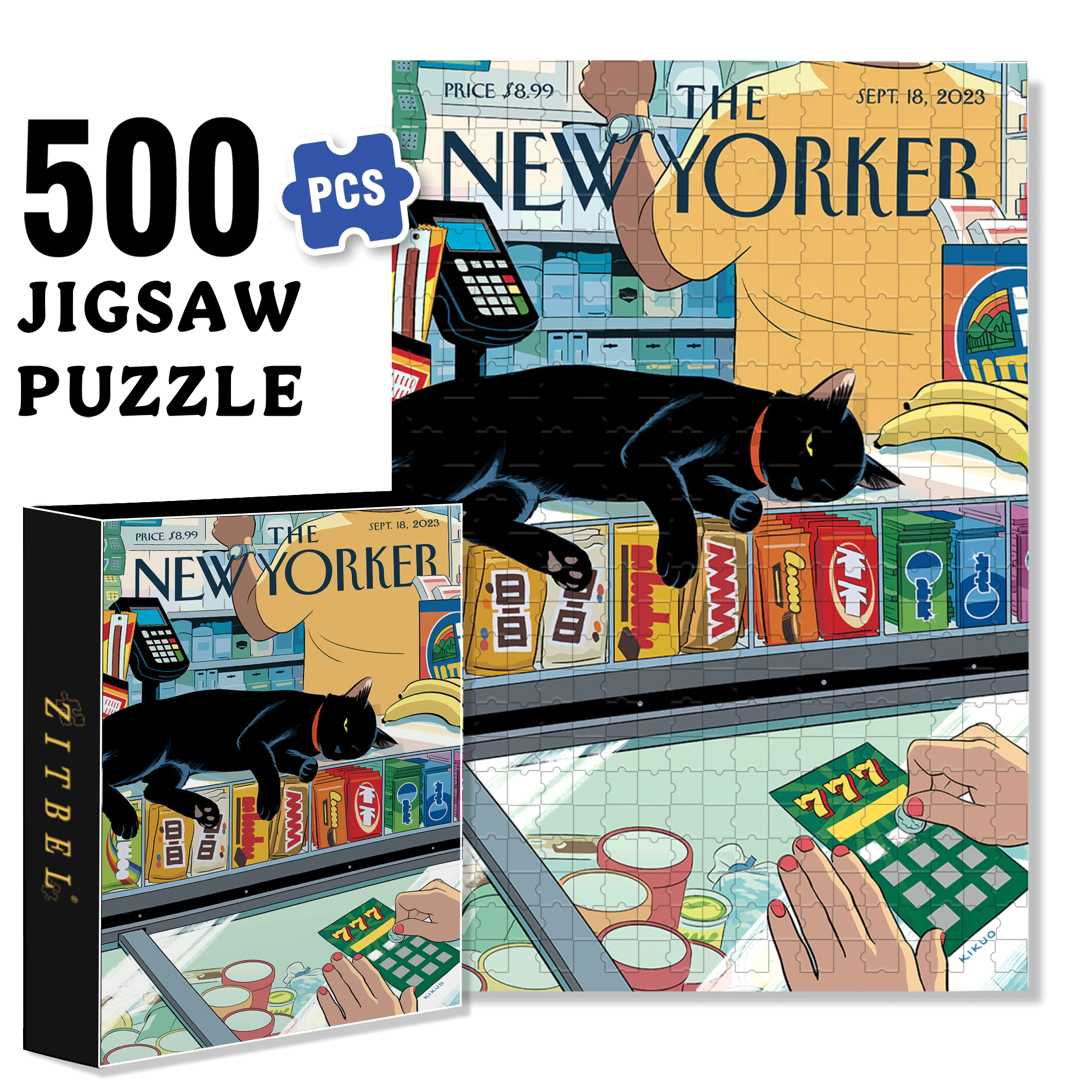 Bodega Cat 500pcs/1000pcs Jigsaw Puzzle, Scratch-Resistant, Interactive Family Game & Brain-Boosting DIY Decor, Perfect for Halloween, Christmas & New Year Gifts, Family Puzzle Game