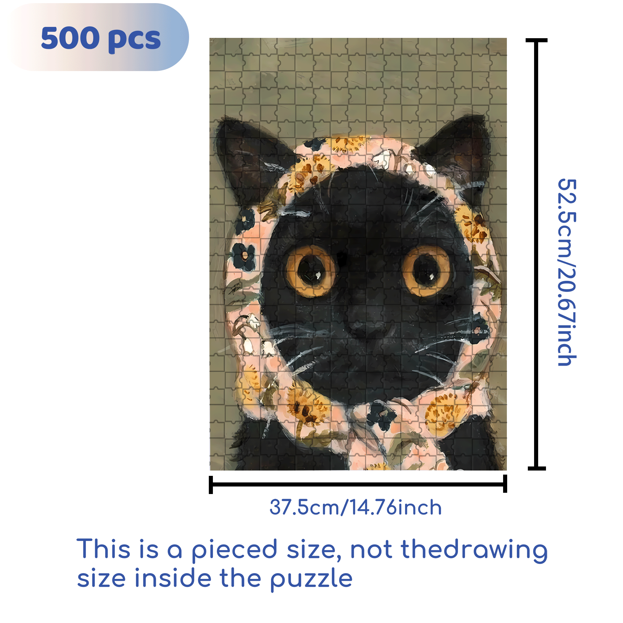 Cat Portrait 2 500pcs/1000pcs Jigsaw Puzzle, Scratch-Resistant, Interactive Family Game & Brain-Boosting DIY Decor, Perfect for Halloween, Christmas & New Year Gifts, Family Puzzle Game