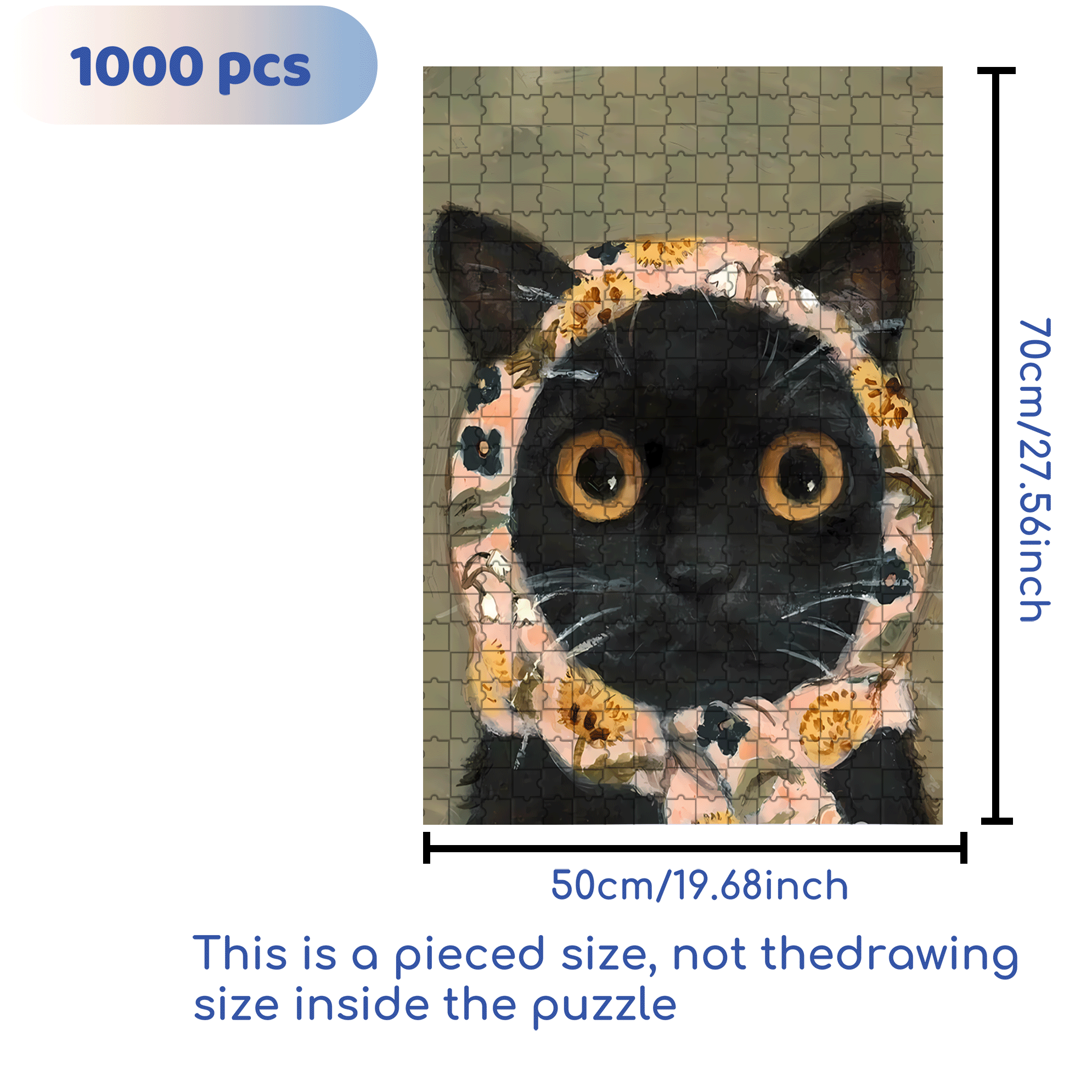 Cat Portrait 2 500pcs/1000pcs Jigsaw Puzzle, Scratch-Resistant, Interactive Family Game & Brain-Boosting DIY Decor, Perfect for Halloween, Christmas & New Year Gifts, Family Puzzle Game