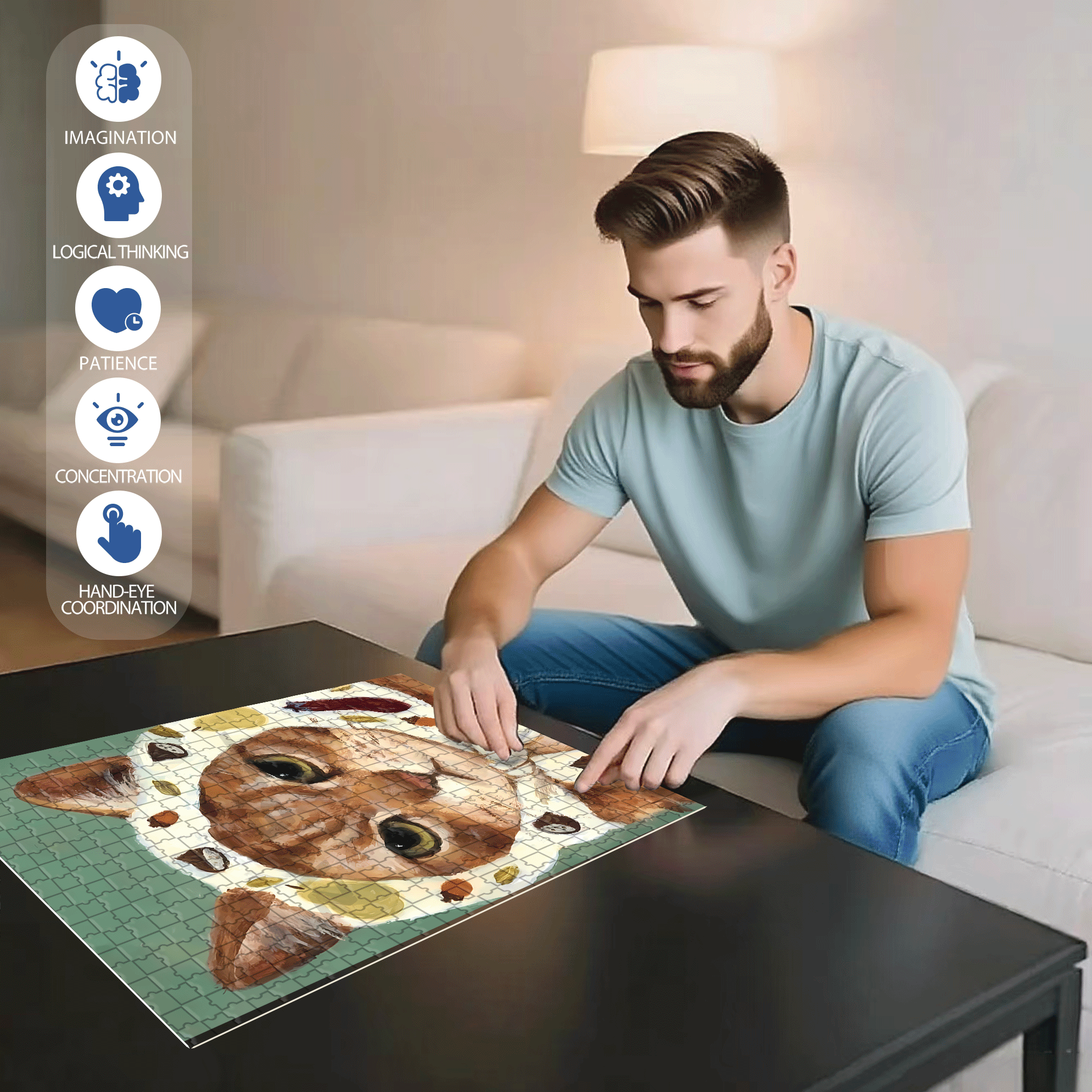 Cat Portrait 3 500pcs/1000pcs Jigsaw Puzzle, Scratch-Resistant, Interactive Family Game & Brain-Boosting DIY Decor, Perfect for Halloween, Christmas & New Year Gifts, Family Puzzle Game