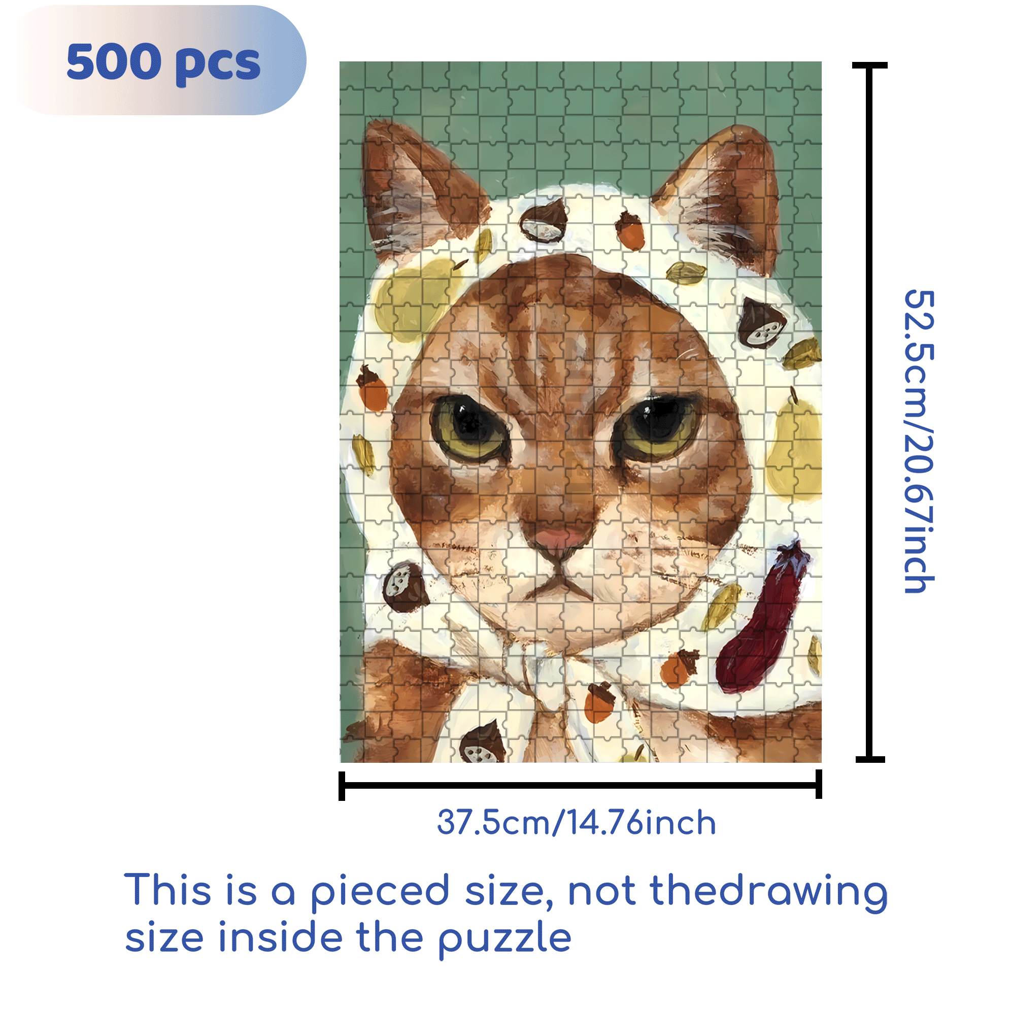 Cat Portrait 3 500pcs/1000pcs Jigsaw Puzzle, Scratch-Resistant, Interactive Family Game & Brain-Boosting DIY Decor, Perfect for Halloween, Christmas & New Year Gifts, Family Puzzle Game